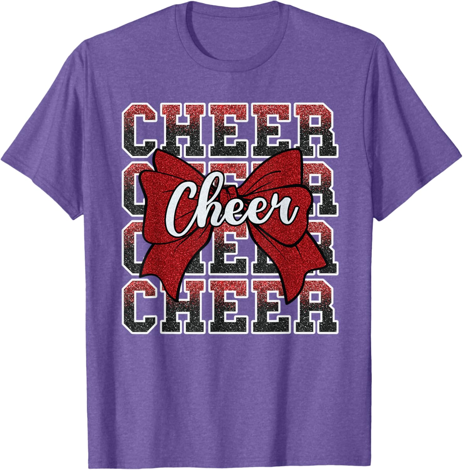 Coquette Cheer Bow Funny Sport Cheerleader Red T-Shirt for Cheer Fans - 22