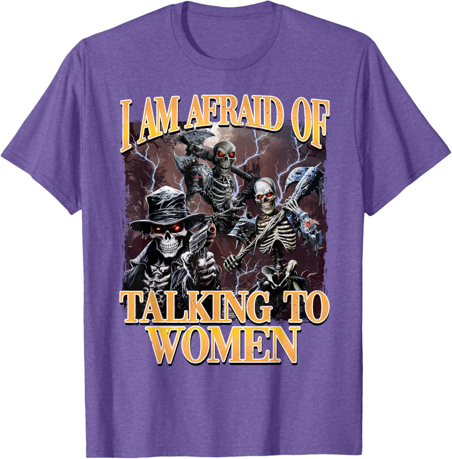 Funny I'm Afraid of Talking to Women Skeleton Meme T-Shirt for Men - 5