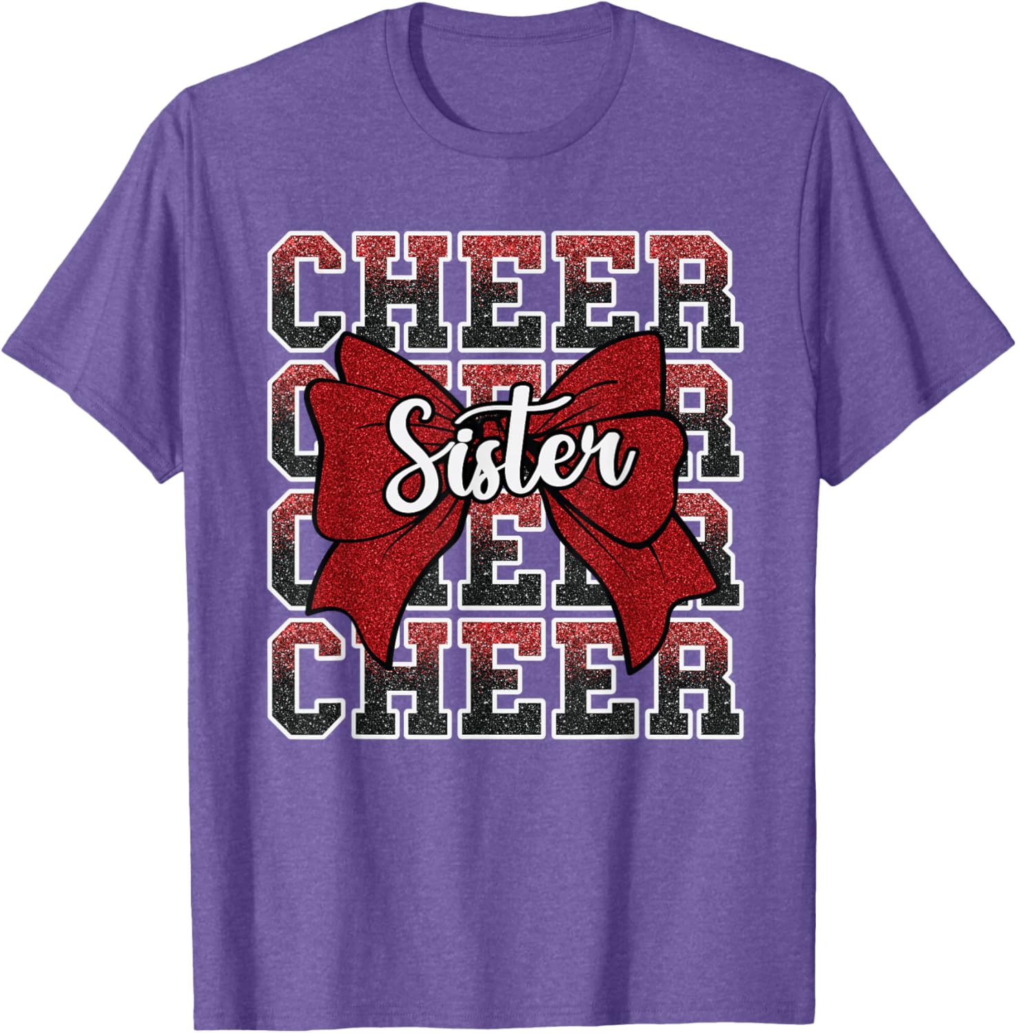 Coquette Cheer Sister Bow Red T-Shirt for Sport Cheerleaders - 20