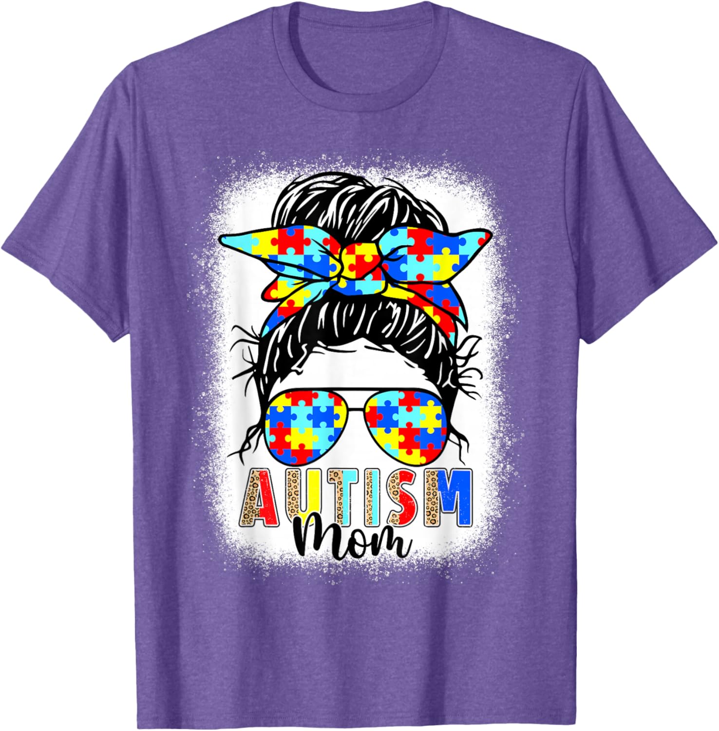Autism Mom Life Messy Bun T-Shirt Perfect for Mother's Day Gift - 9