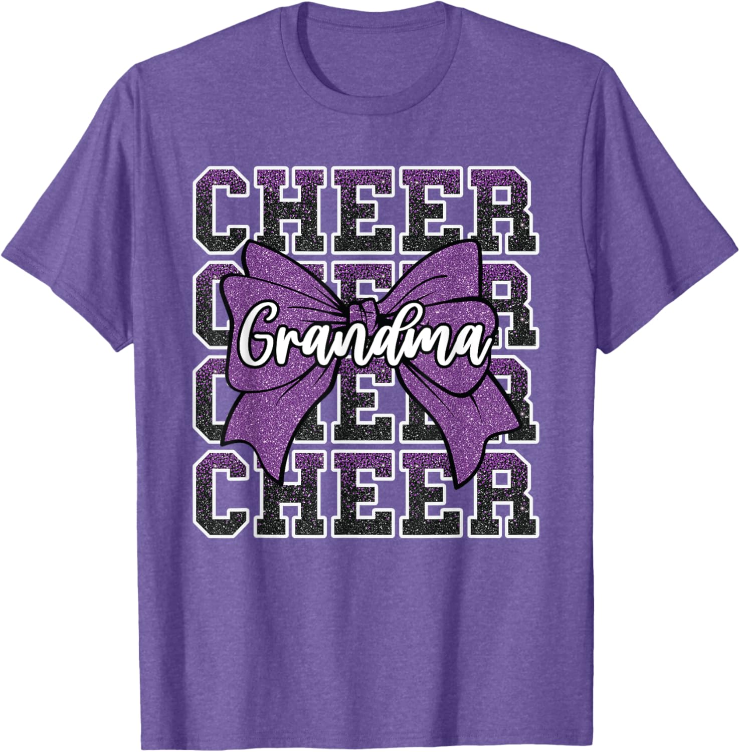Cheer Grandma Bow Sport Purple T-Shirt for Cheerleaders and Fans - 5