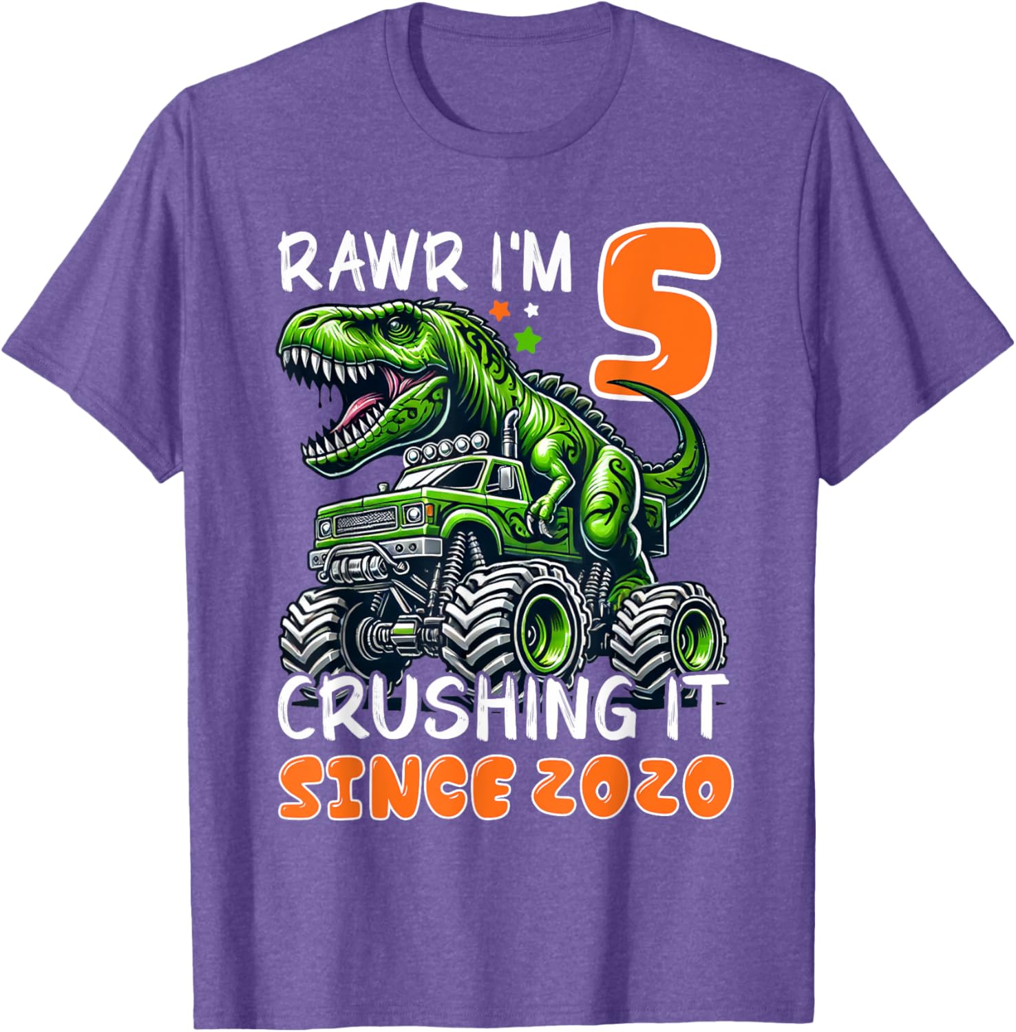 5th Birthday Monster Truck Dinosaur T-Shirt for Boys Rawr I'm 5 Fun! - 13