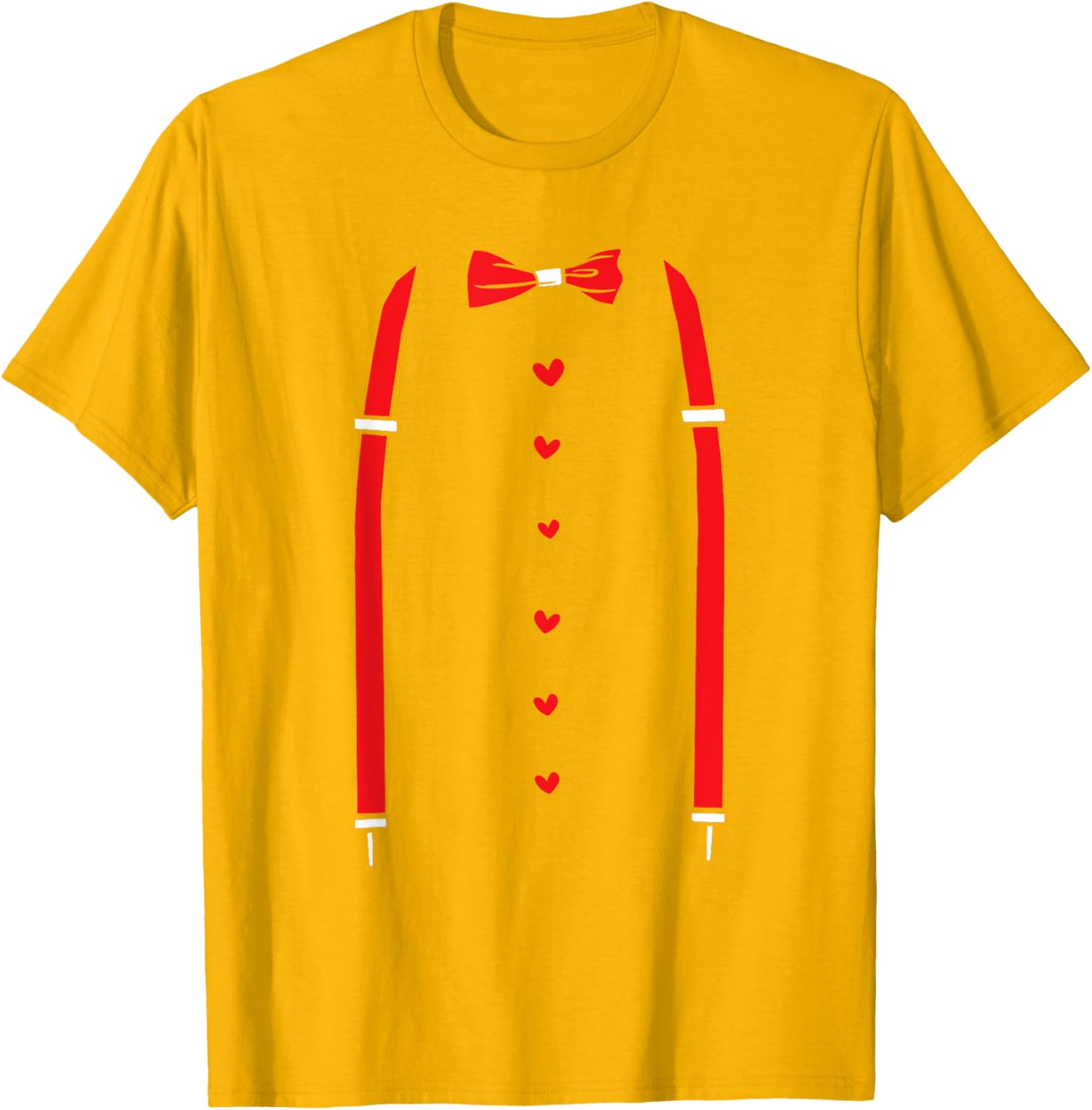 Valentine's Day Red Suspenders Bow Design T-Shirt for Men and Women - 6