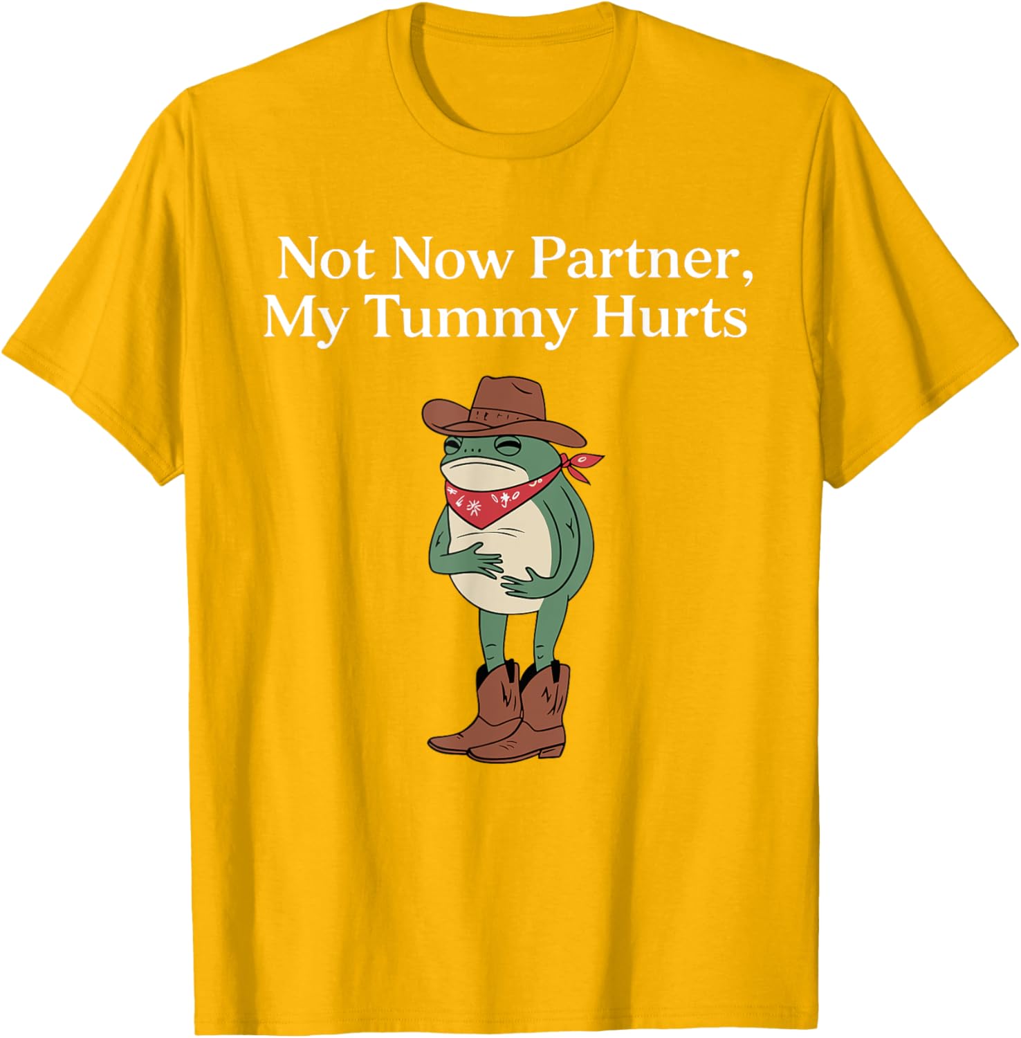 Funny Cowboy Frog Meme T-Shirt Retro Not Now My Tummy Hurts Humor Apparel - 16