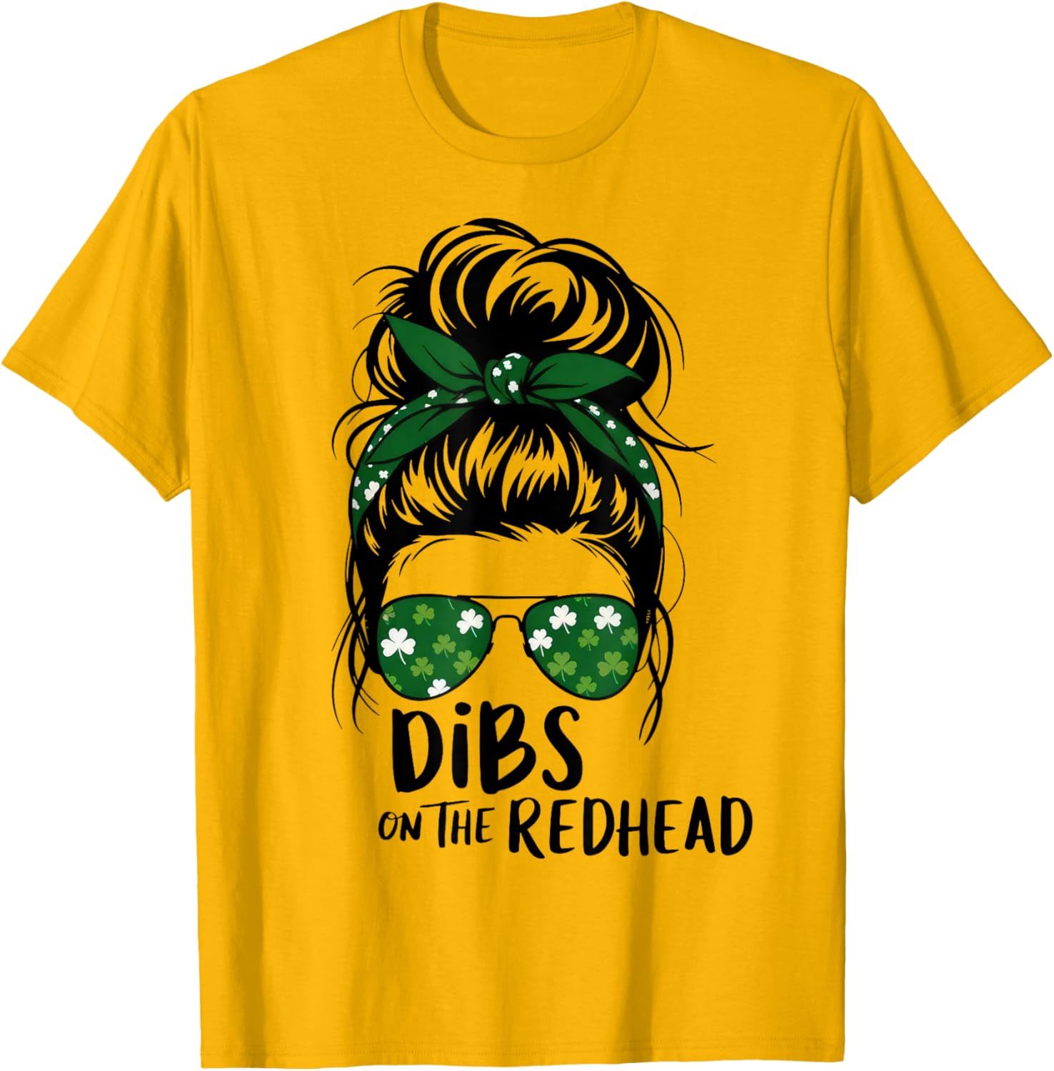 St Patricks Day Messy Bun Shamrock Redhead Dibs T-Shirt for Fun Celebrations - 11