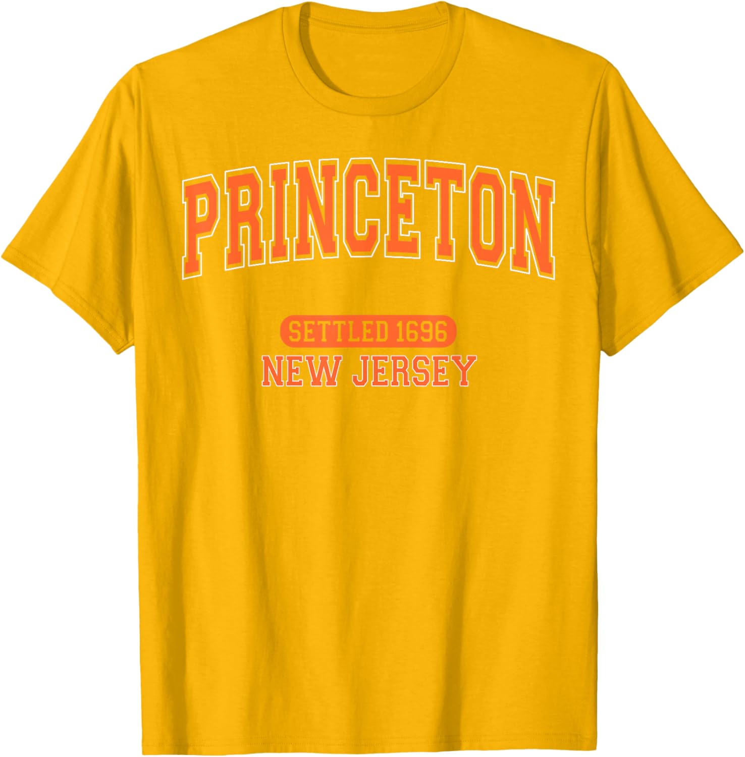 Vintage Arched Orange T-Shirt Celebrating Princeton New Jersey 1696 - 3