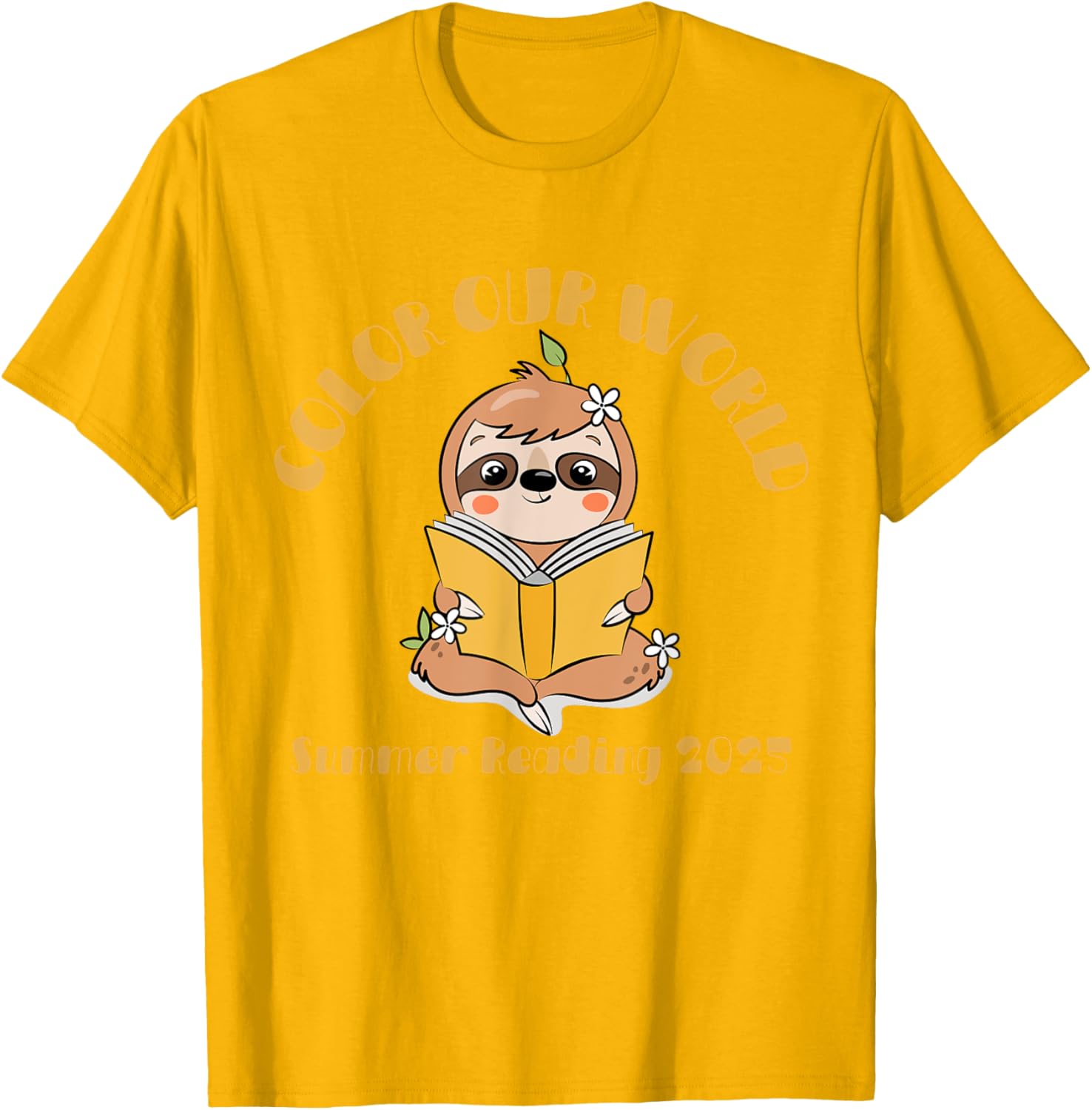 Color Our World 2025 Summer Reading Program Sloth T-Shirt for Kids - 2