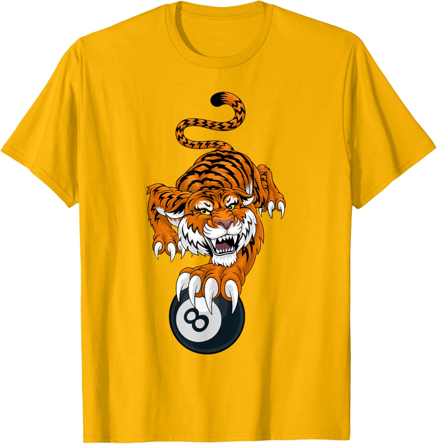 Tiger Angry Pool 8 Ball Billiards Cartoon Character T-Shirt for Fun Style - 24