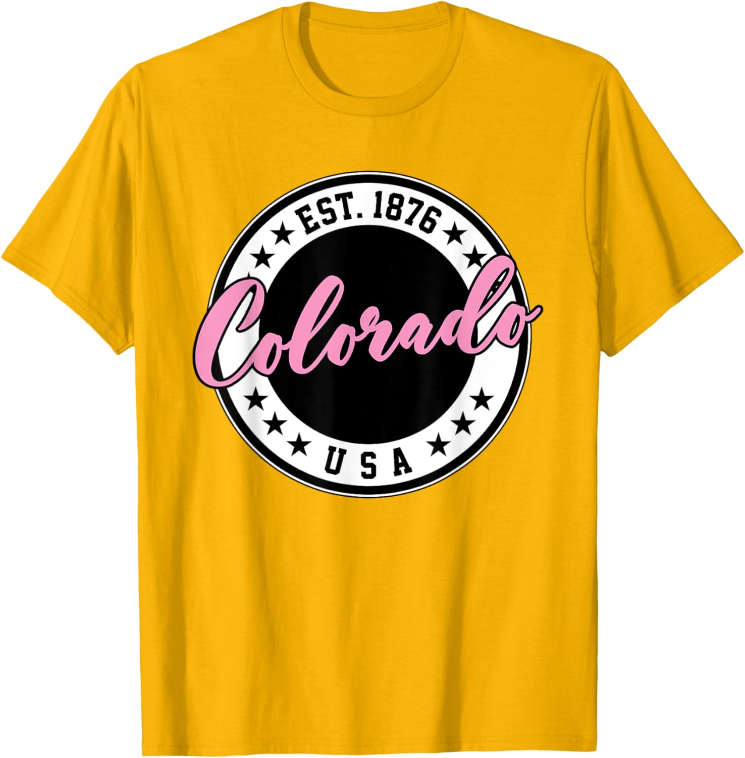 Colorado USA Script Circle Pink Text T-Shirt for Stylish Comfort - 26