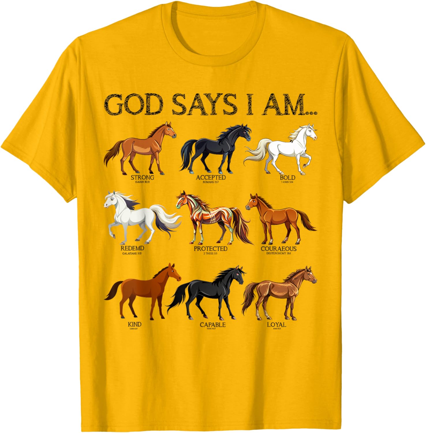 Cute Christian Teen Girl T-Shirt with Jesus and Horses Love Design - 9