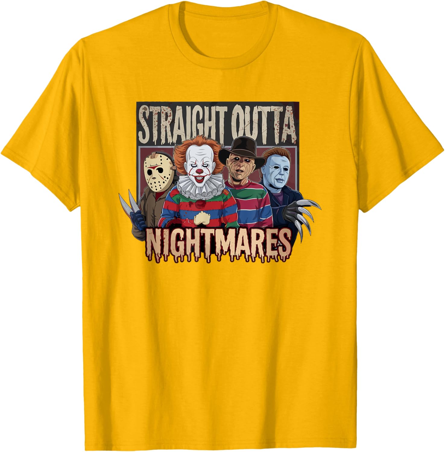 Vintage Horror Halloween Scary T-Shirt Straight Outta Nightmares Fun - 9