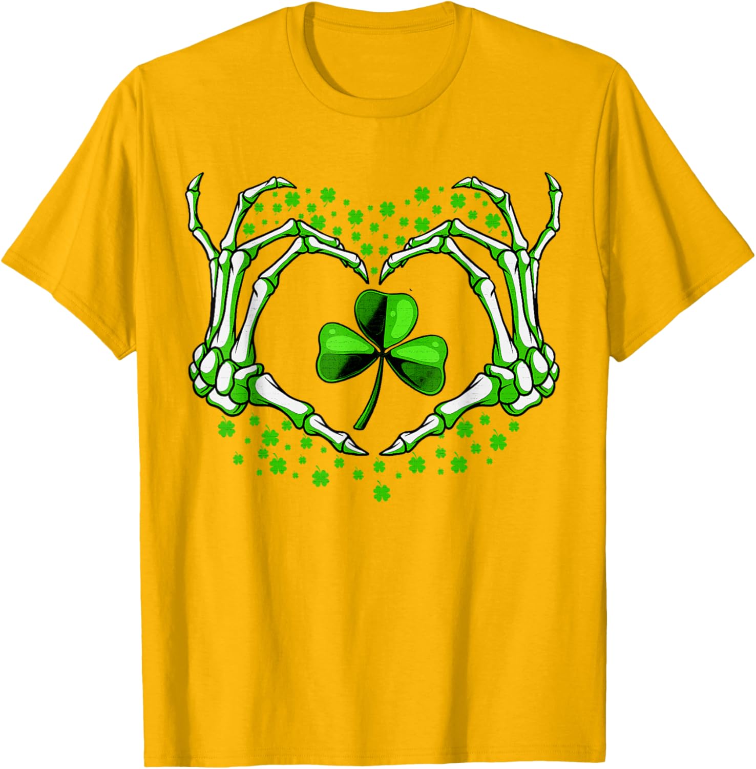 Skeleton Hand Heart Shamrock St Patricks Day T-Shirt for Festive Fun - 17