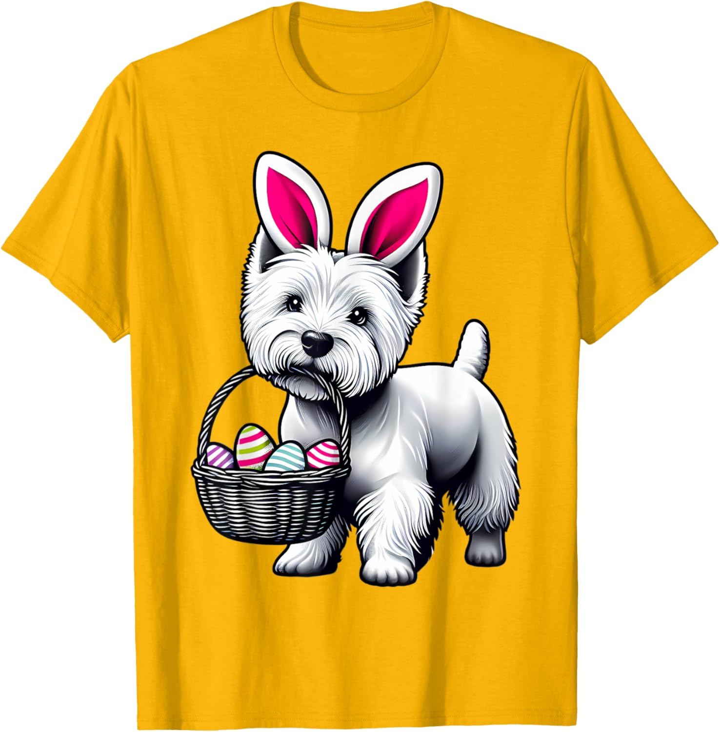 Adorable Bunny Ear West Highland Terrier Easter Eggs T-Shirt for Dogs - 22