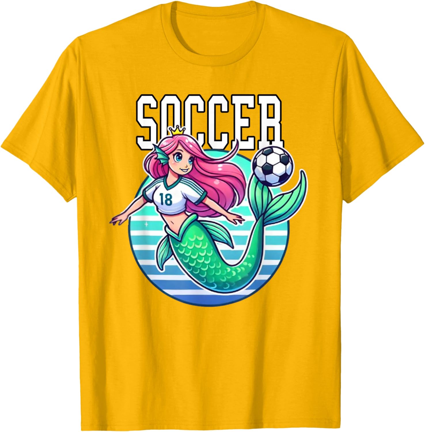 Soccer Mermaid Playing Soccer T-Shirt for Fans of Fun Sports Apparel - 3
