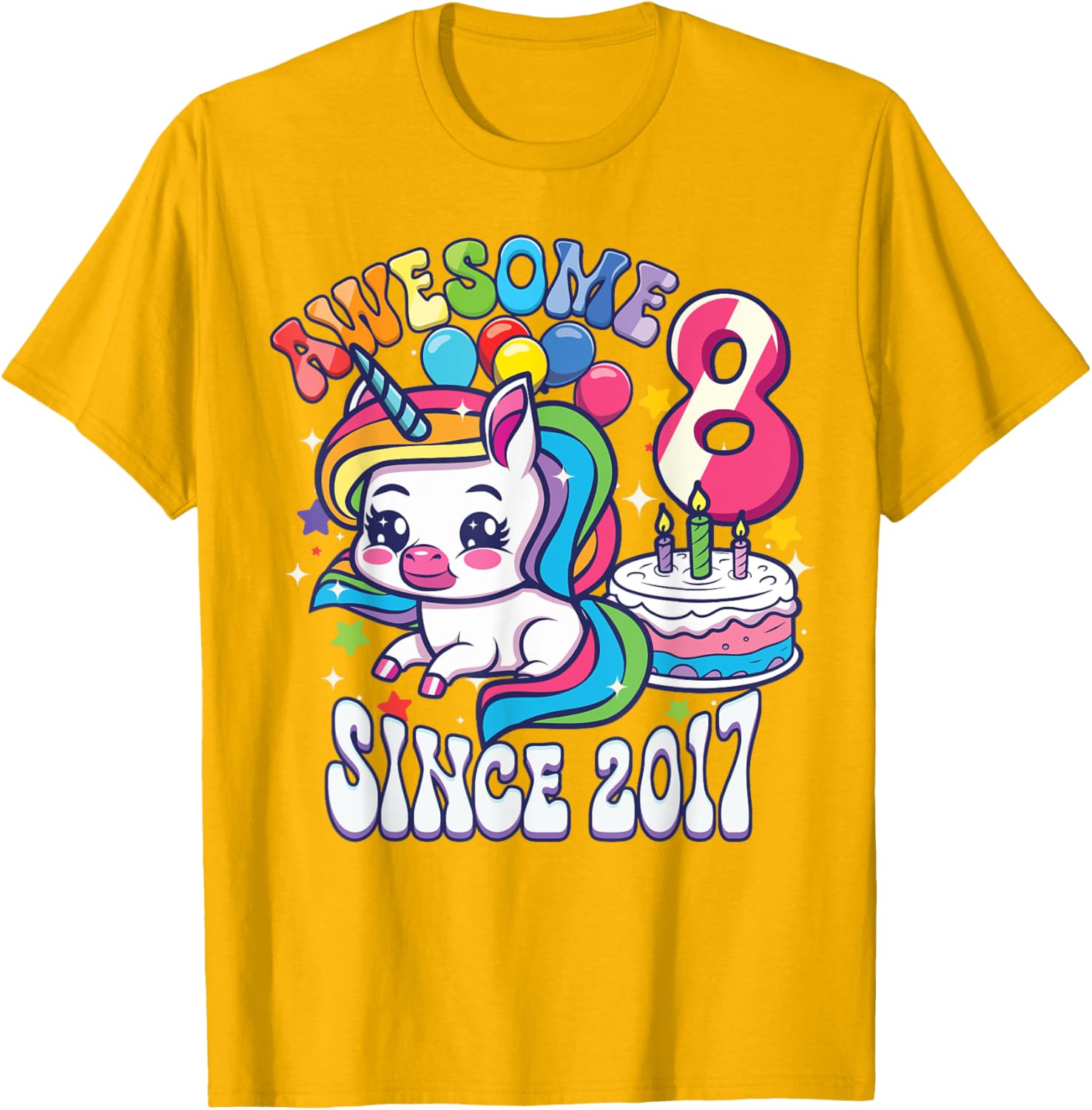 8th Birthday Unicorn T-Shirt Awesome Since 2017 Perfect Gift for Girls - 12