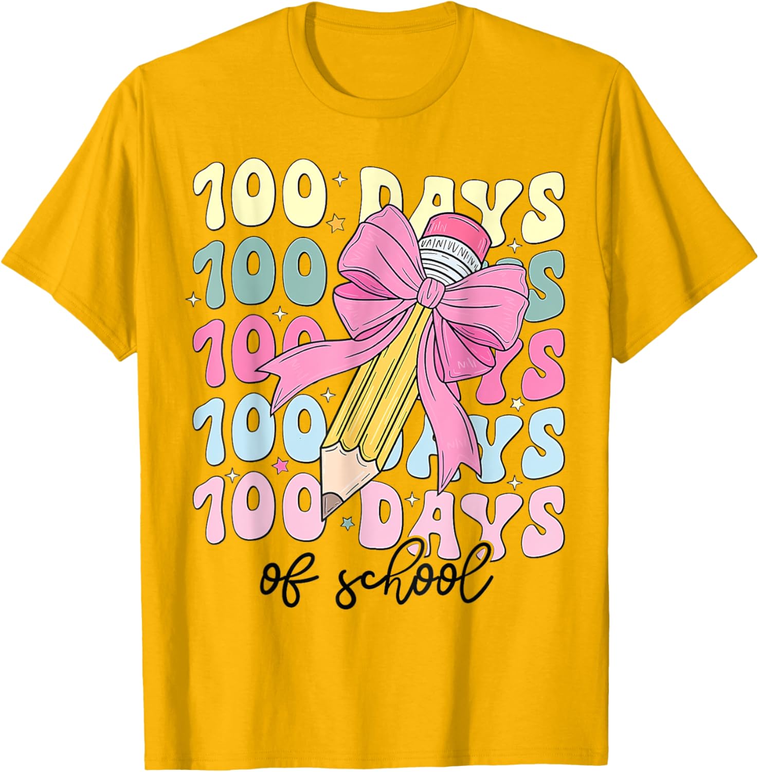 Coquette Bow 100th Day of School T-Shirt for Girls Fun School Celebration - 1