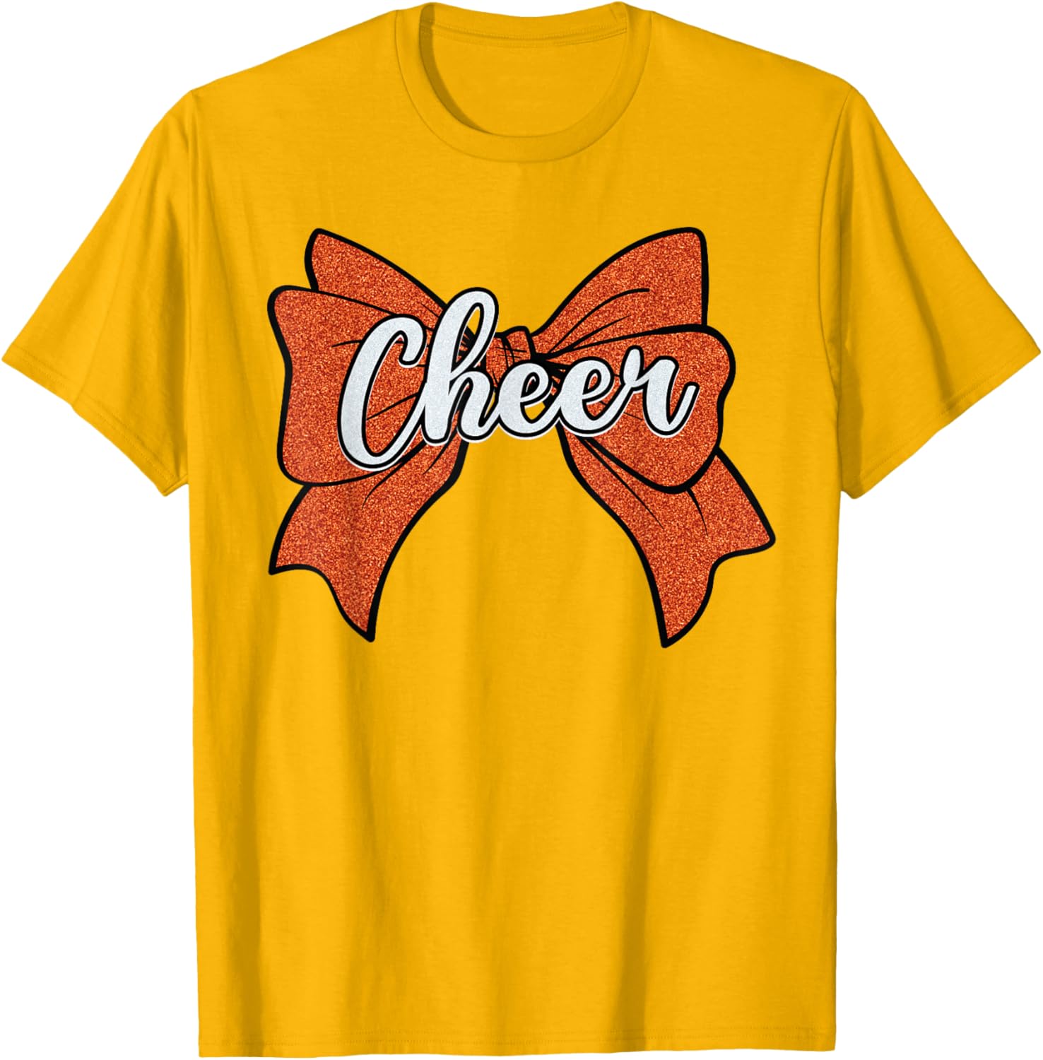 Coquette Orange Cheer Bow Sport T-Shirt for Cheerleaders and Fans - 19