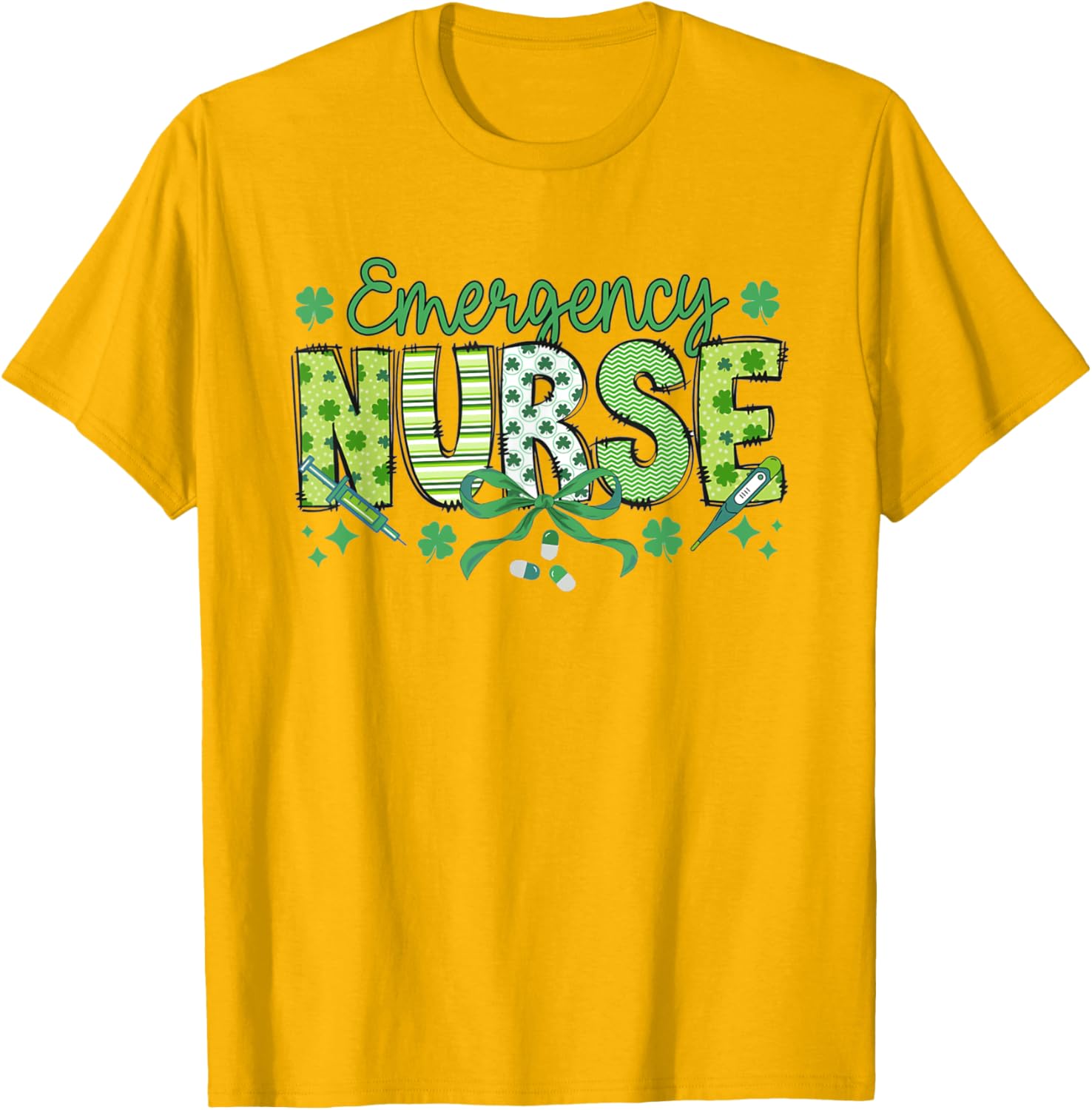 St Patrick's Day Shamrock Clover T-Shirt for Women Nurses ER RN - 6