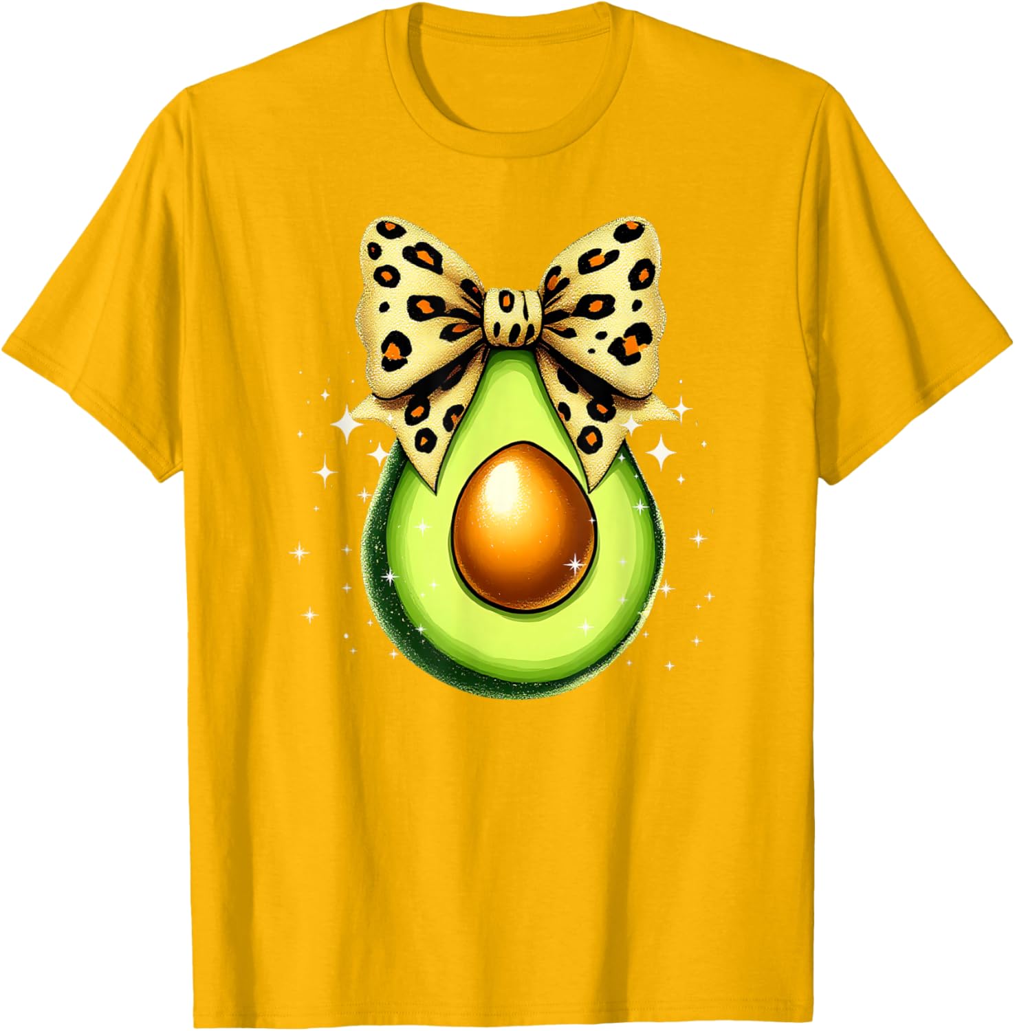 Cute Avocado Leopard Ribbon Bow T-Shirt for Women and Girls - 23