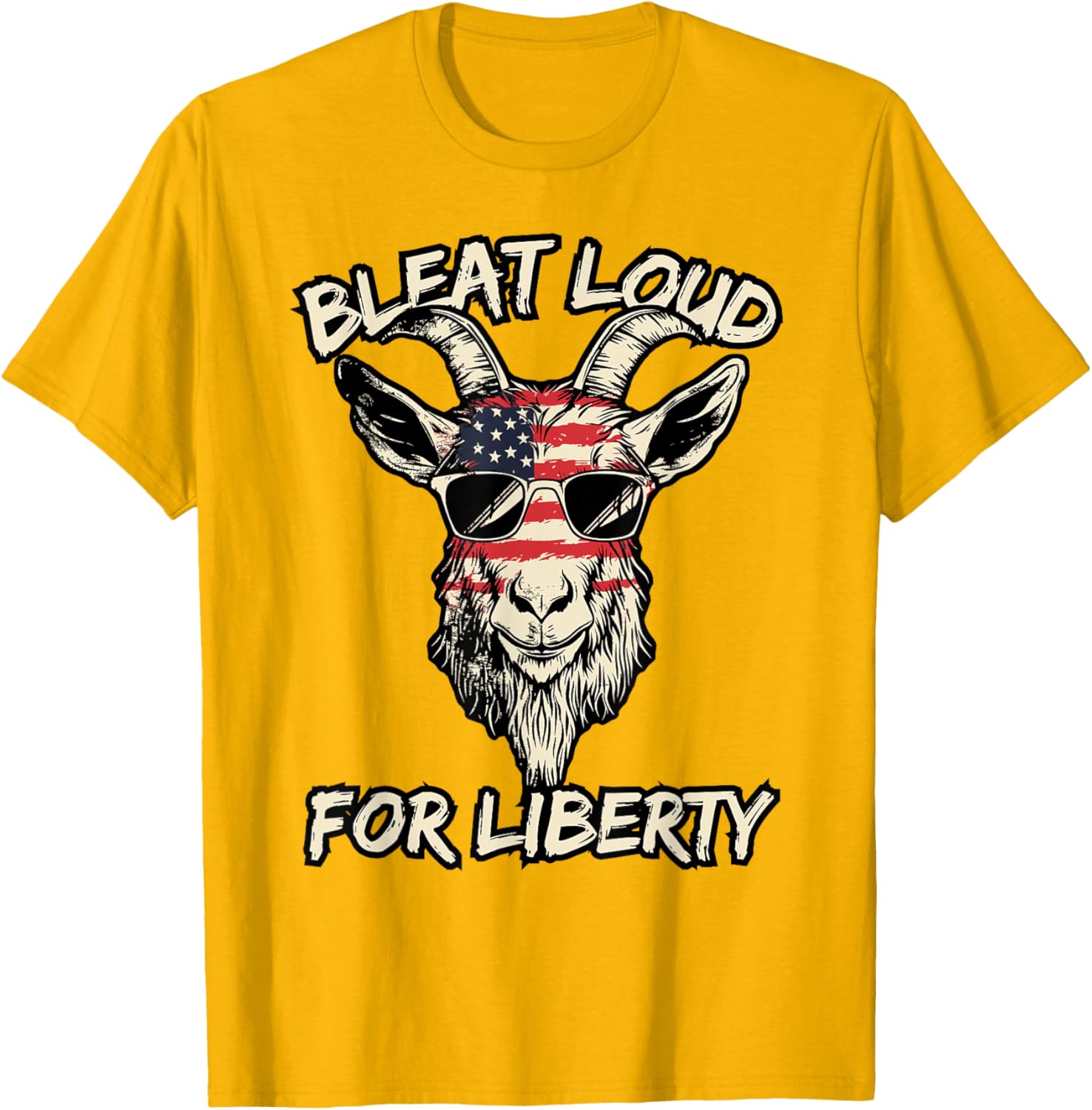 Cool American Goat in Sunglasses USA Flag T-Shirt for Patriotic Style - 15