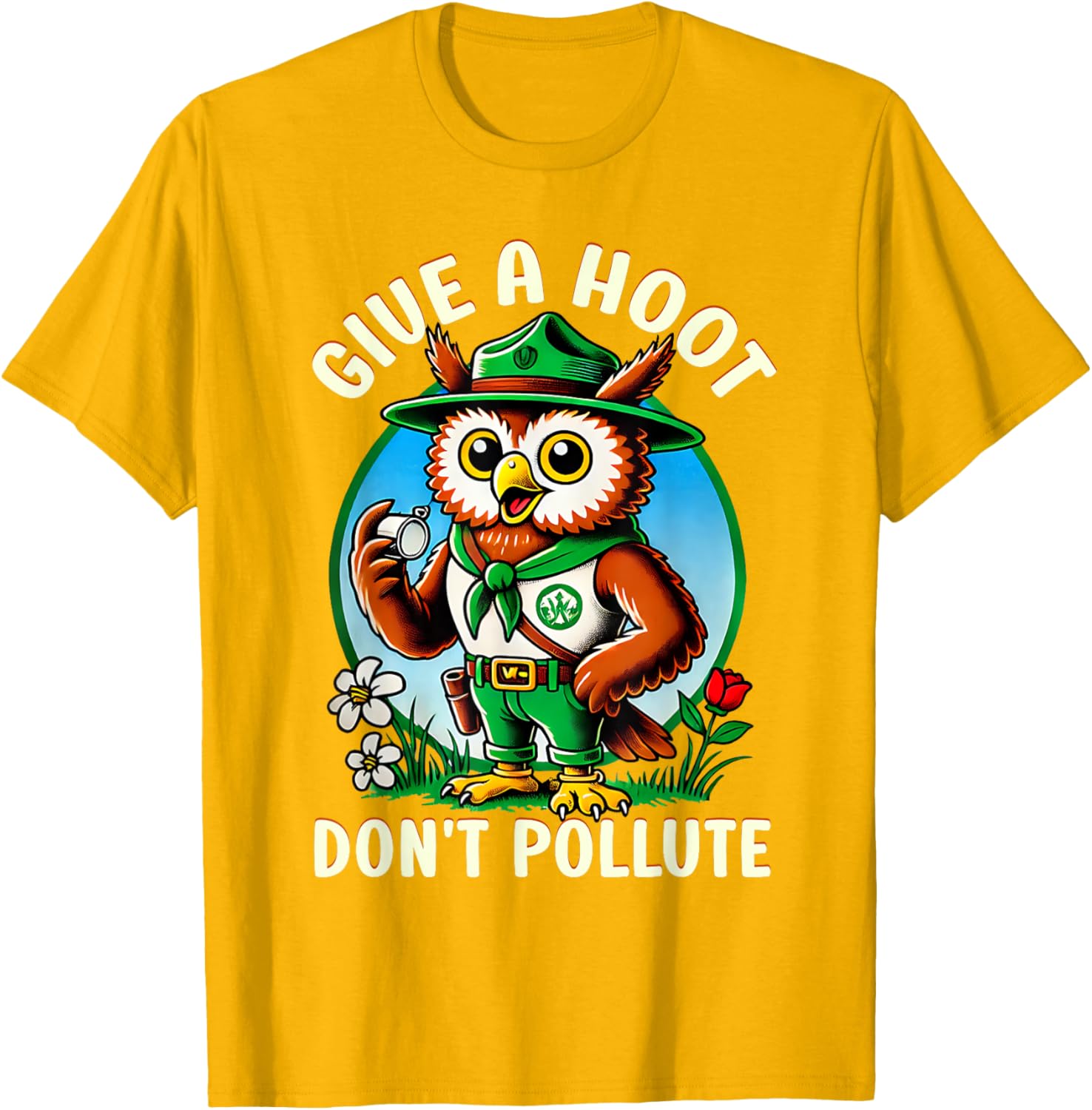 Retro Vintage Owl T-Shirt - Eco-Friendly Give A Hoot Don’t Pollute - 1