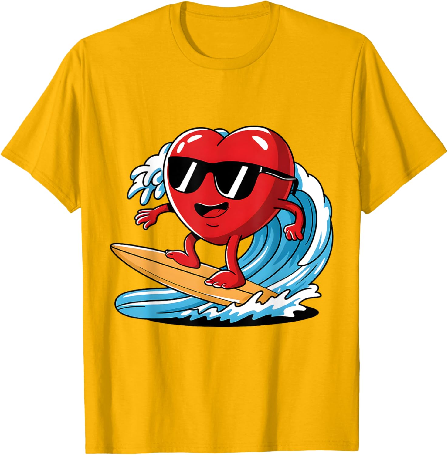 Surfing Heart Funny T-Shirt for Boys and Men - Perfect Valentine's Gift - 16
