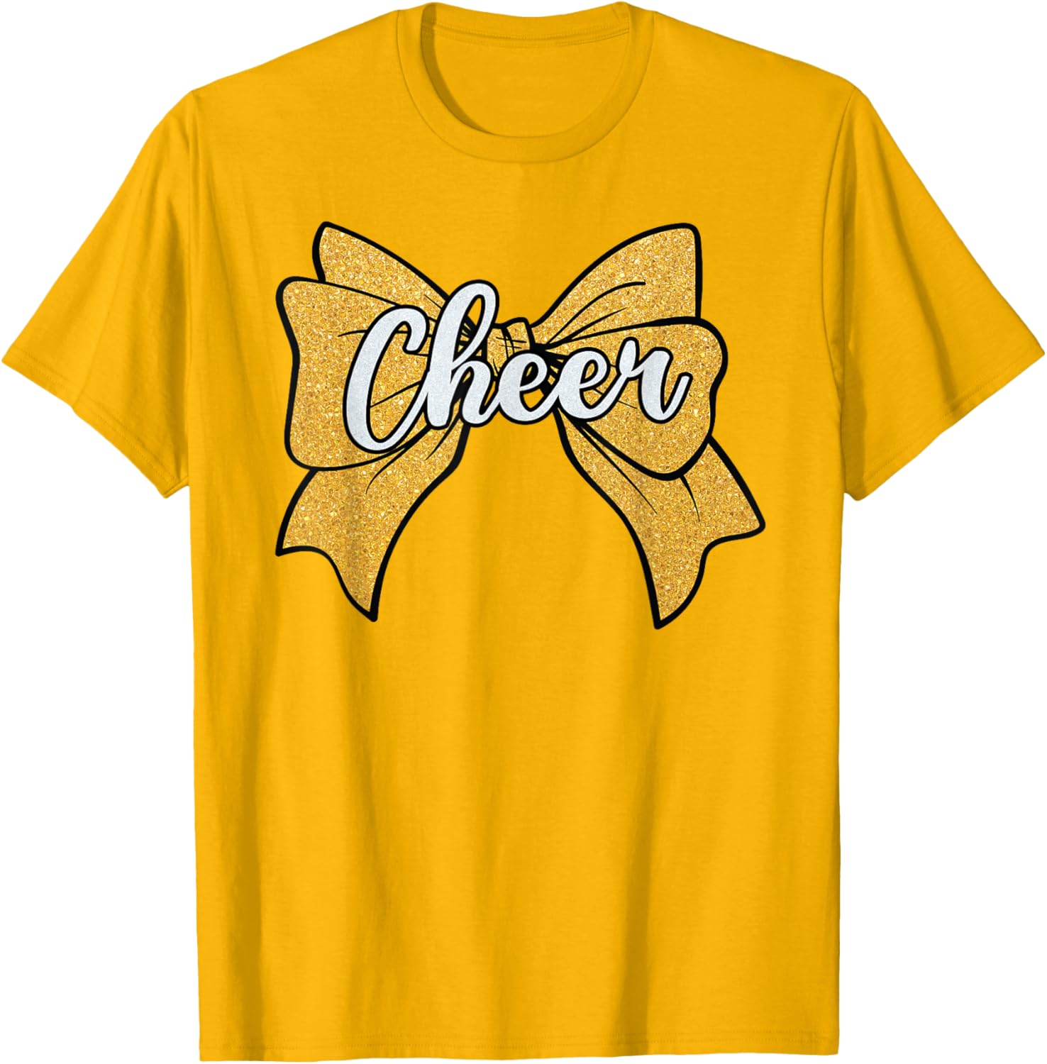 Coquette Yellow Cheerleader T-Shirt with Cheer Bow for Sport Fans - 27