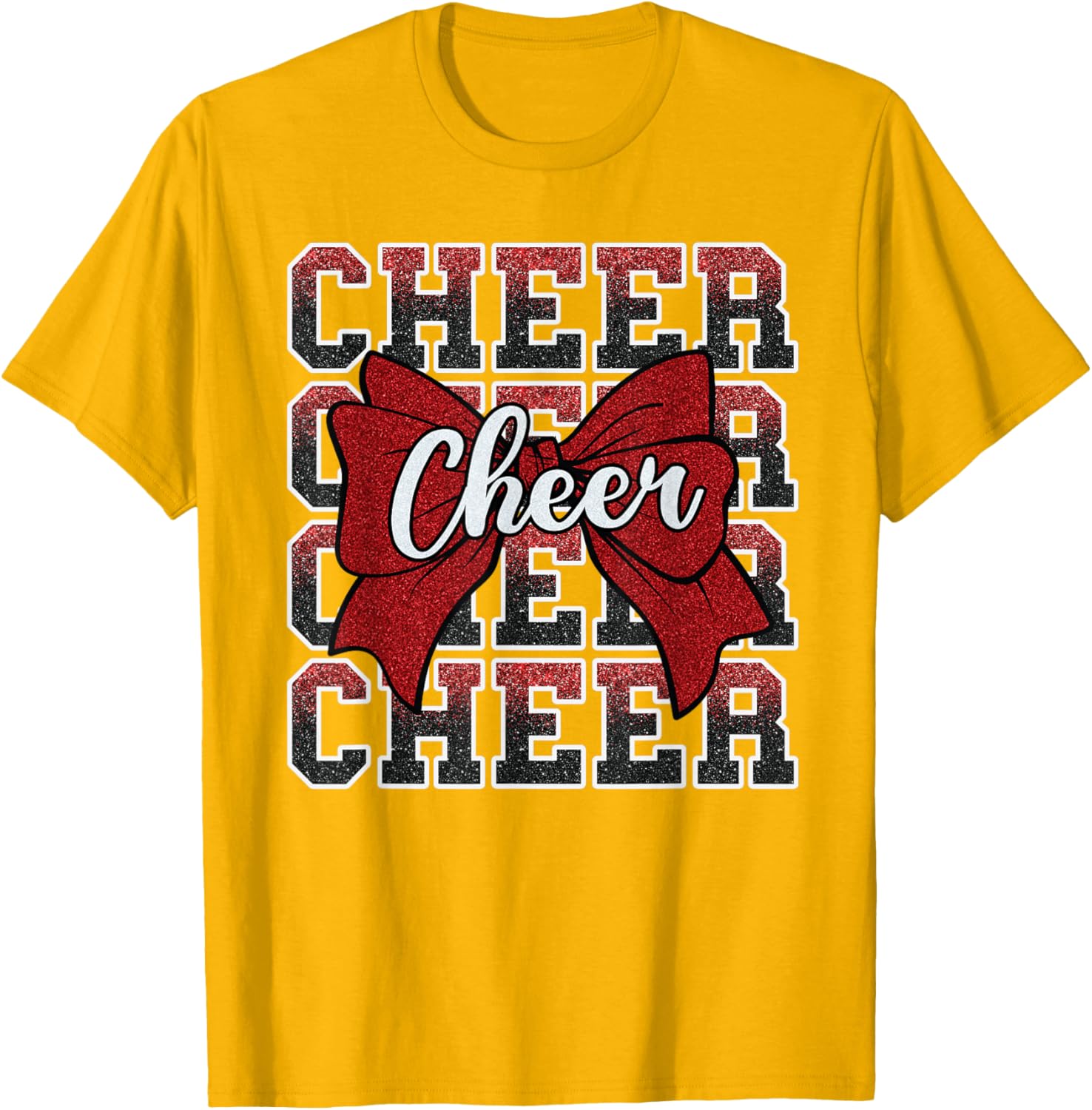 Coquette Cheer Bow Funny Sport Cheerleader Red T-Shirt for Cheer Fans - 26