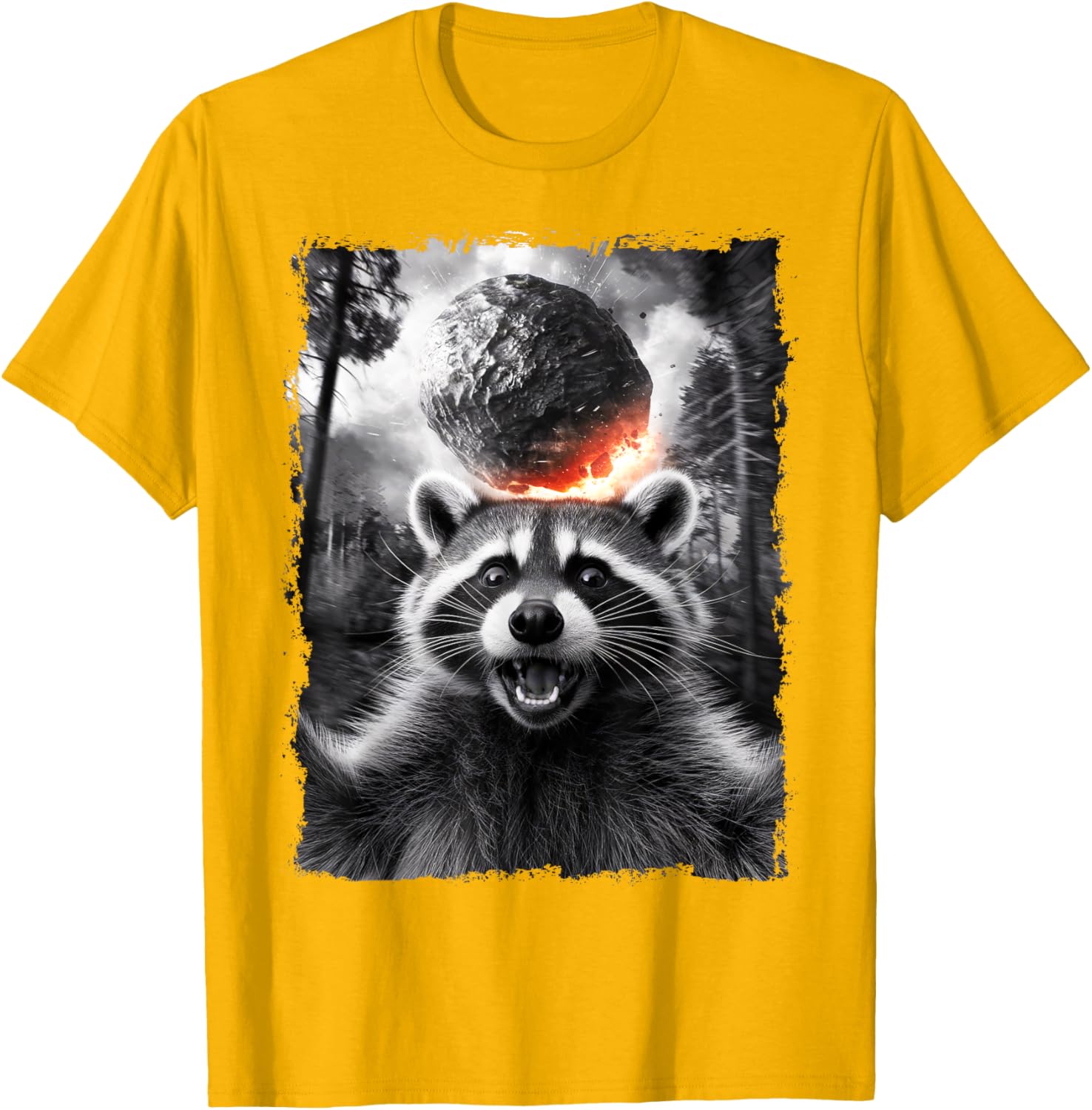 2024 Raccoon Asteroid Impact Selfie Photo T-Shirt for Fun Earth Lovers - 14
