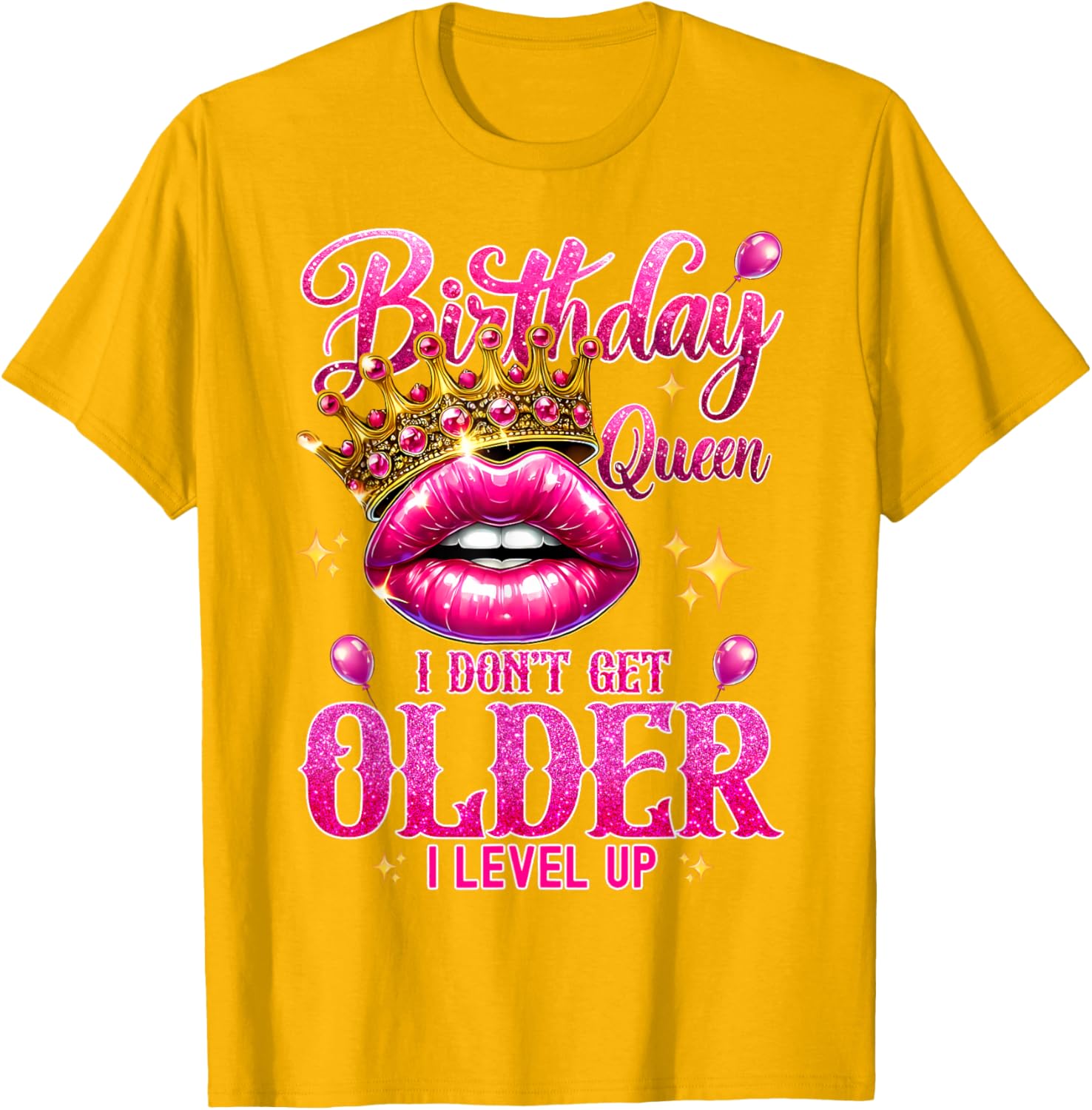Birthday Queen Level Up Lip Balloon T-Shirt for Fun Celebrations - 2
