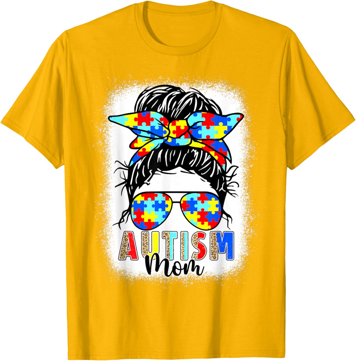 Autism Mom Life Messy Bun T-Shirt Perfect for Mother's Day Gift - 8