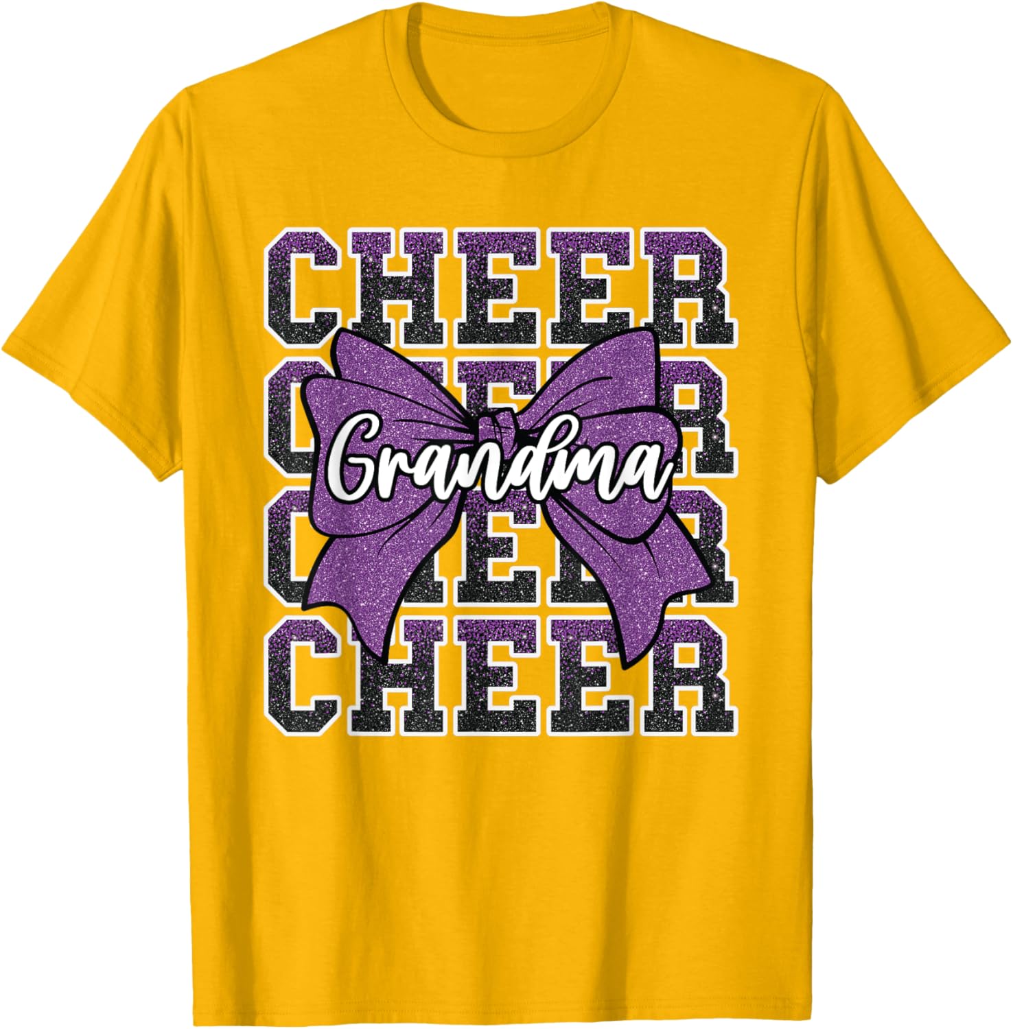 Cheer Grandma Bow Sport Purple T-Shirt for Cheerleaders and Fans - 27