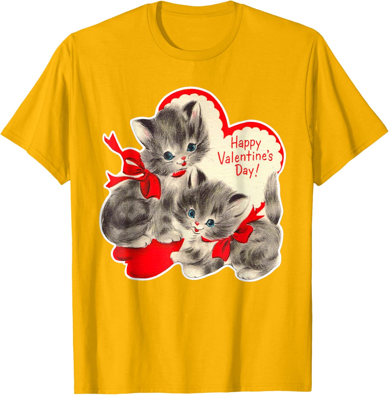 Vintage Valentine's Day Cat T-Shirt Retro Kitten Love Top for Pet Lovers - 6