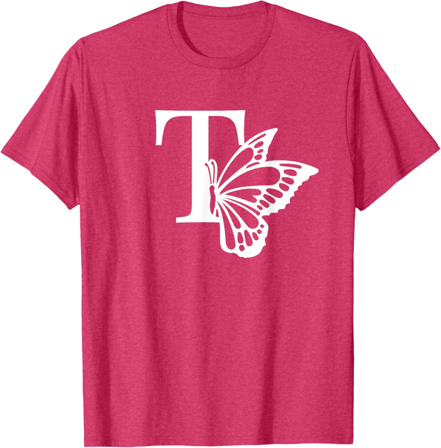 Butterfly Monogram Initial T T-Shirt Stylish Alphabet Tee for Women - 8