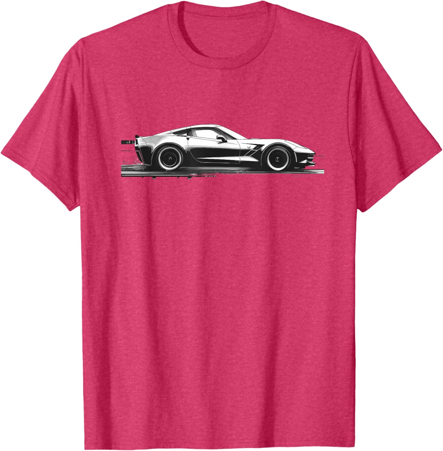 C7 Vette Silhouette Black and White Supercar Racecar T-Shirt - 20