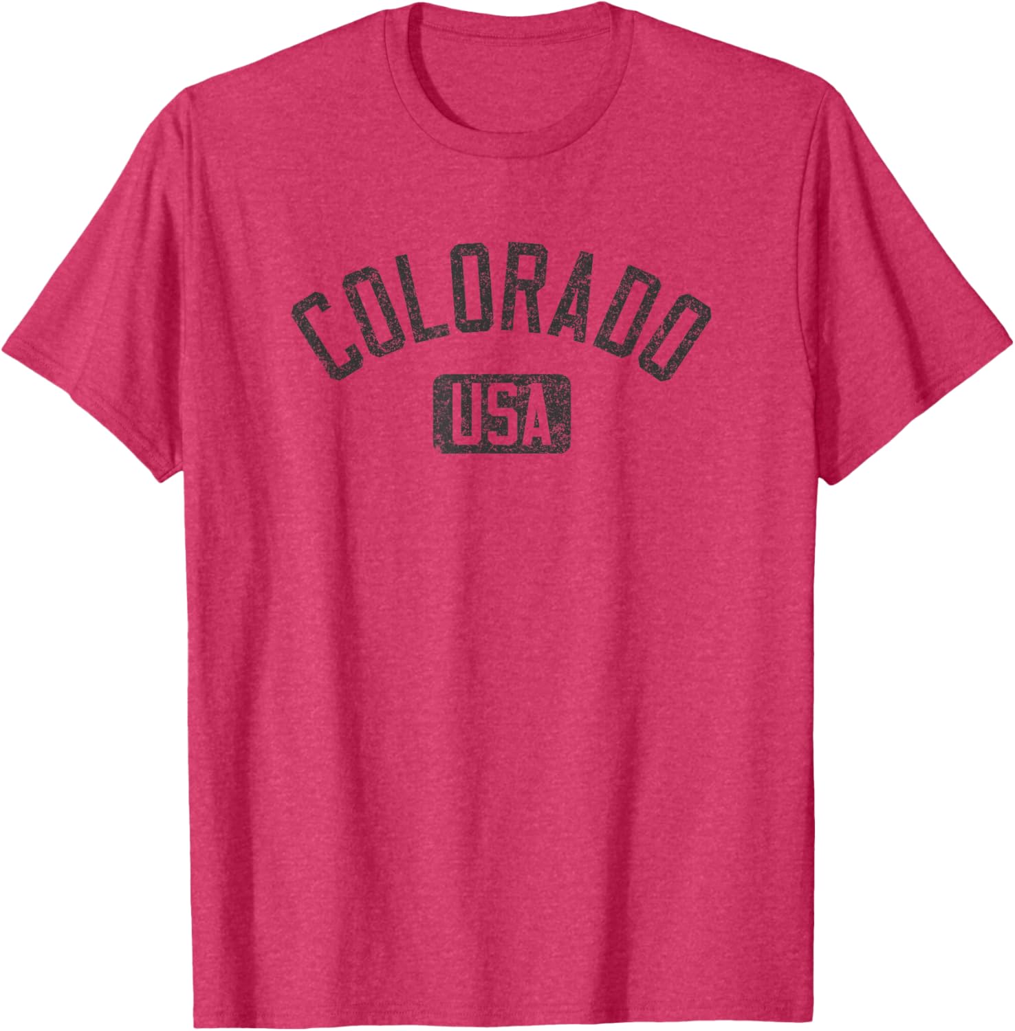 Colorado USA Arched Distressed Black Print T-Shirt for Casual Style - 5