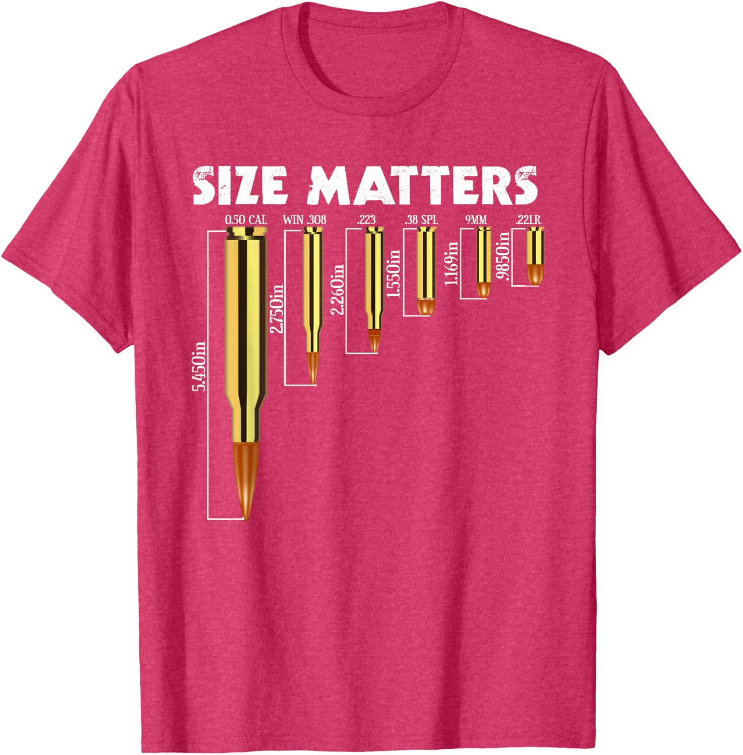 Size Matters T-Shirt for Bullet Lovers, Perfect Caliber Graphic Tee - 10