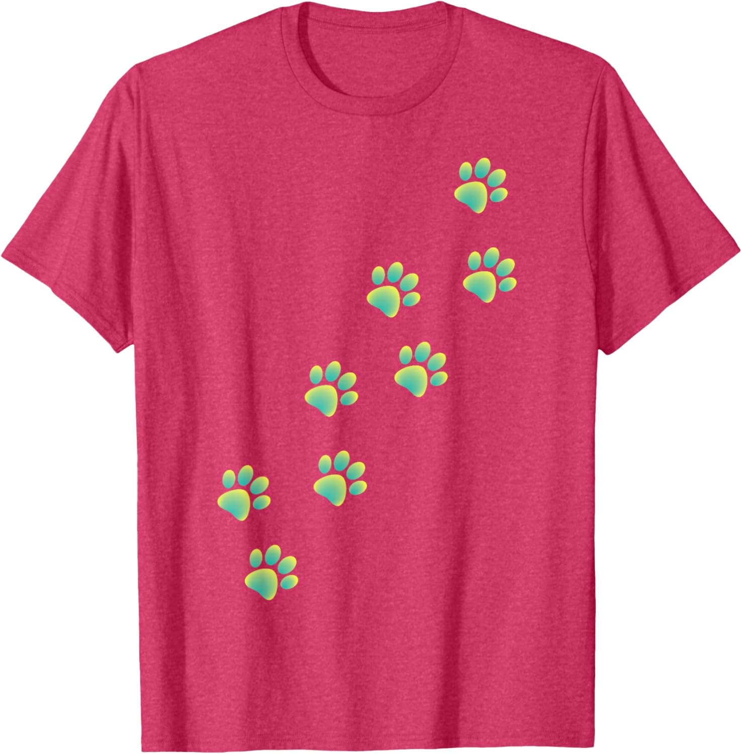 Cute Cat Paws Yellow Teal Graphic T-Shirt for Cat Lovers of All Ages - 9