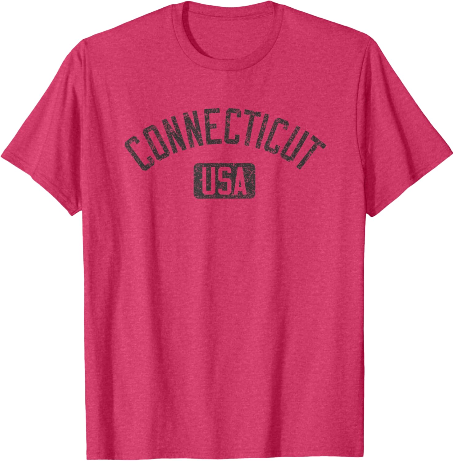 Connecticut Arched Text Distressed Black Print T-Shirt for Casual Style - 5