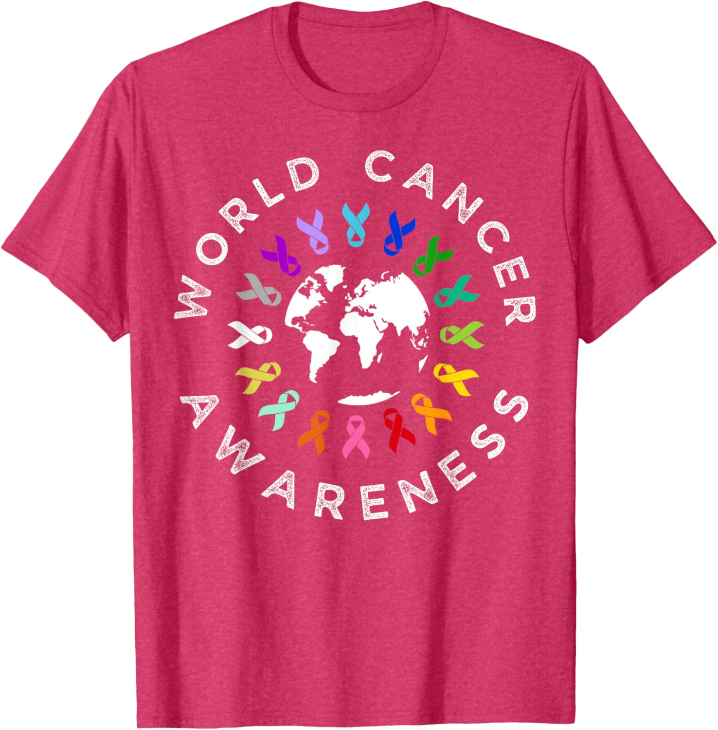 World Cancer Day Awareness Multi-Color Ribbon T-Shirt for Supporters - 12