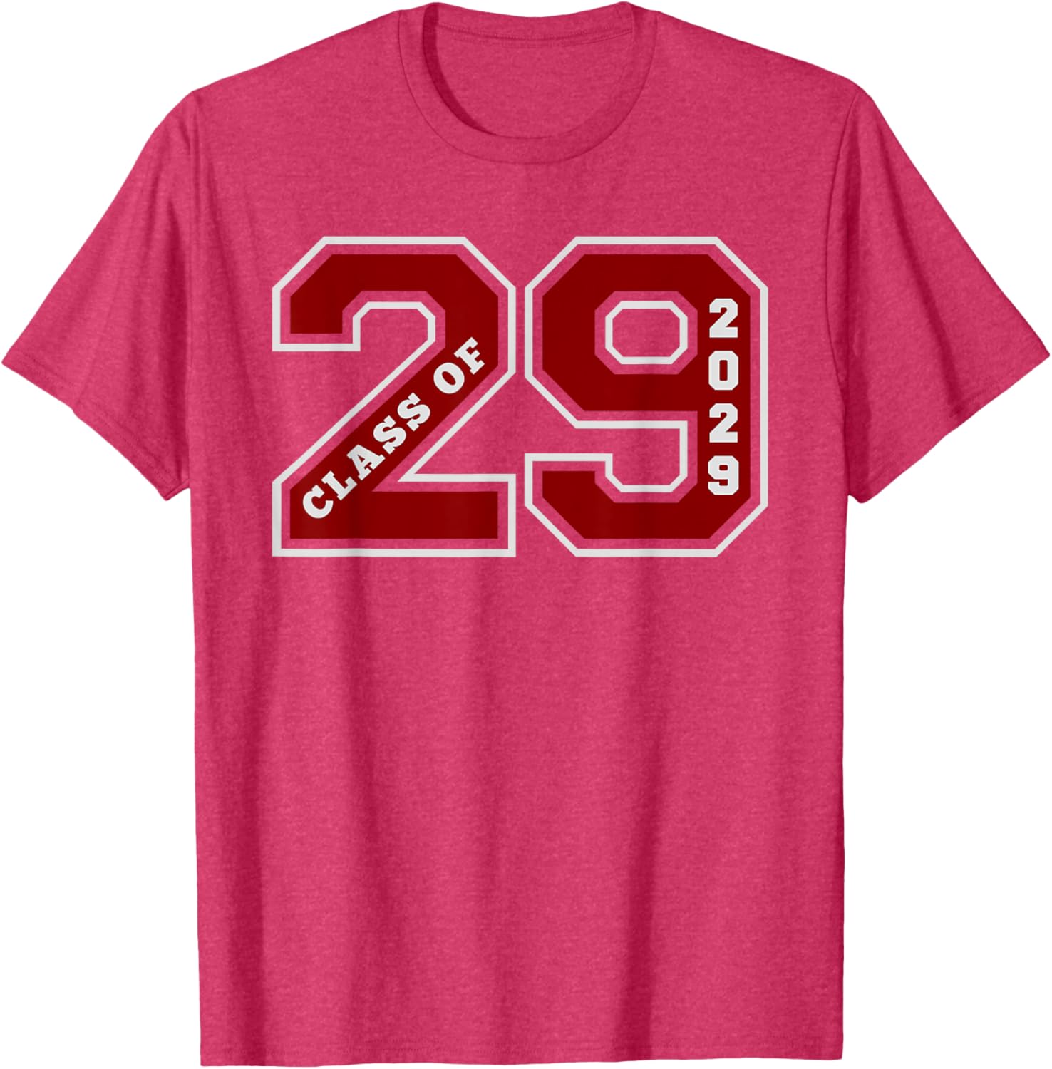 Class of 2029 Maroon Letterman Style Grad T-Shirt for Future Graduates - 9