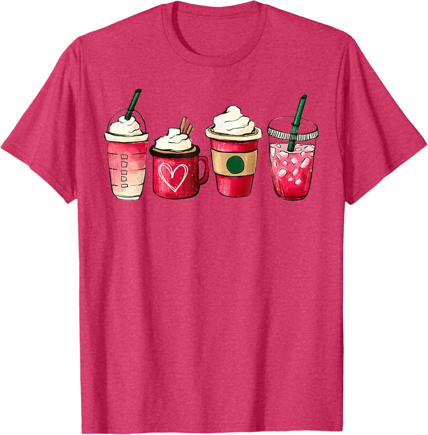 Valentine Heart Latte Iced Coffee T-Shirt for Coffee Lovers - 27