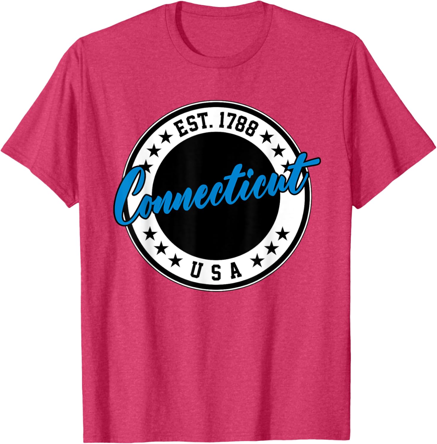 Connecticut USA Script Circle T-Shirt in Blue - Stylish Casual Wear - 14