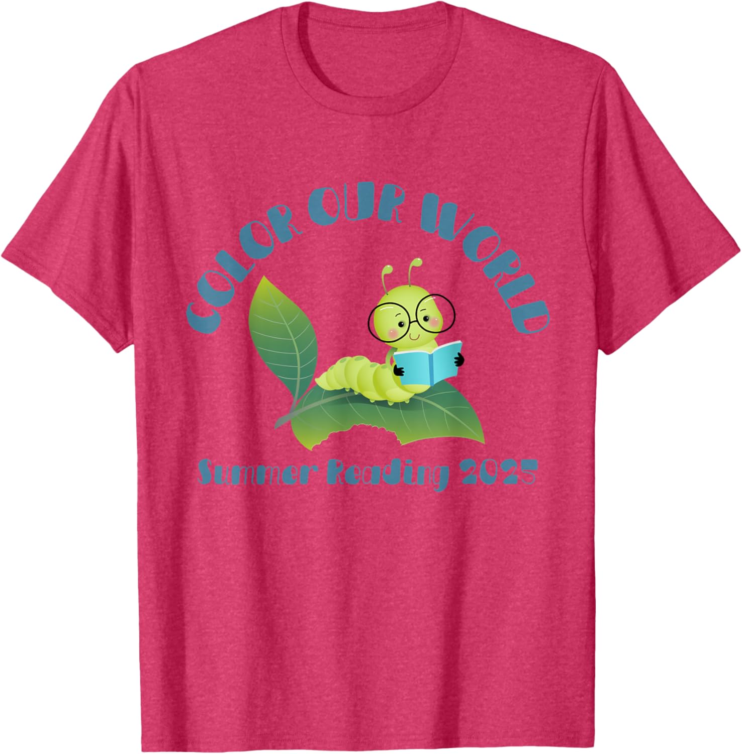 Color Our World Summer 2025 Reading Program Book Worm T-Shirt for Kids - 1