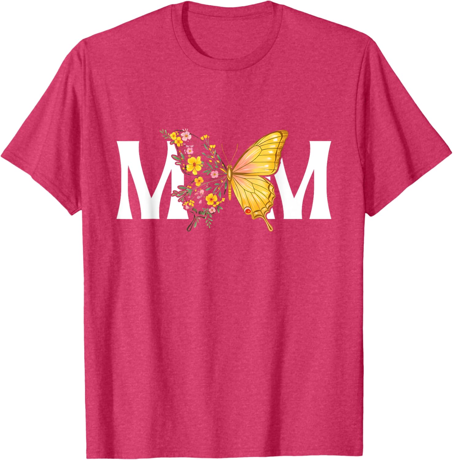 Cute Mother's Day Butterfly MOM Flower T-Shirt for Moms and Gifts - 1
