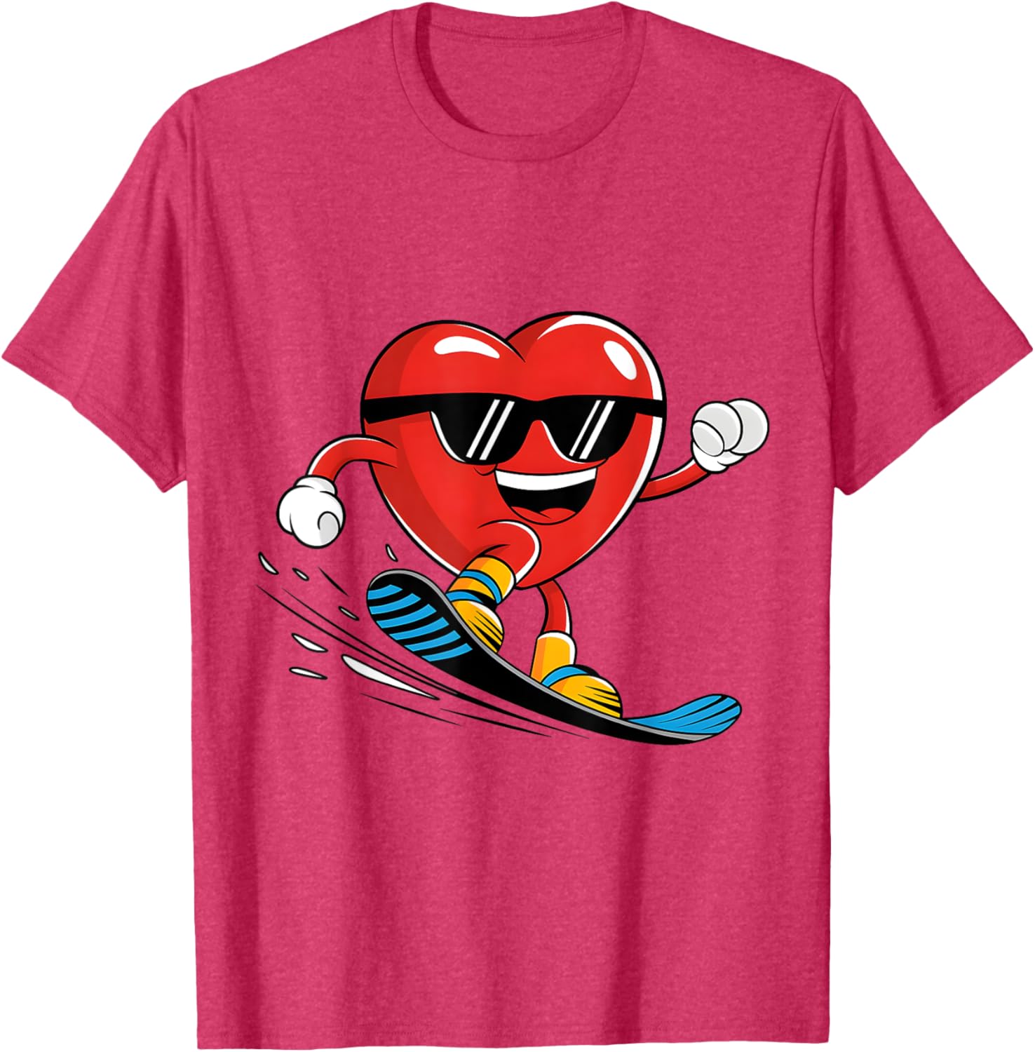 Snowboard Heart Valentine's Day T-Shirt for Boys and Girls Fun Gift - 8