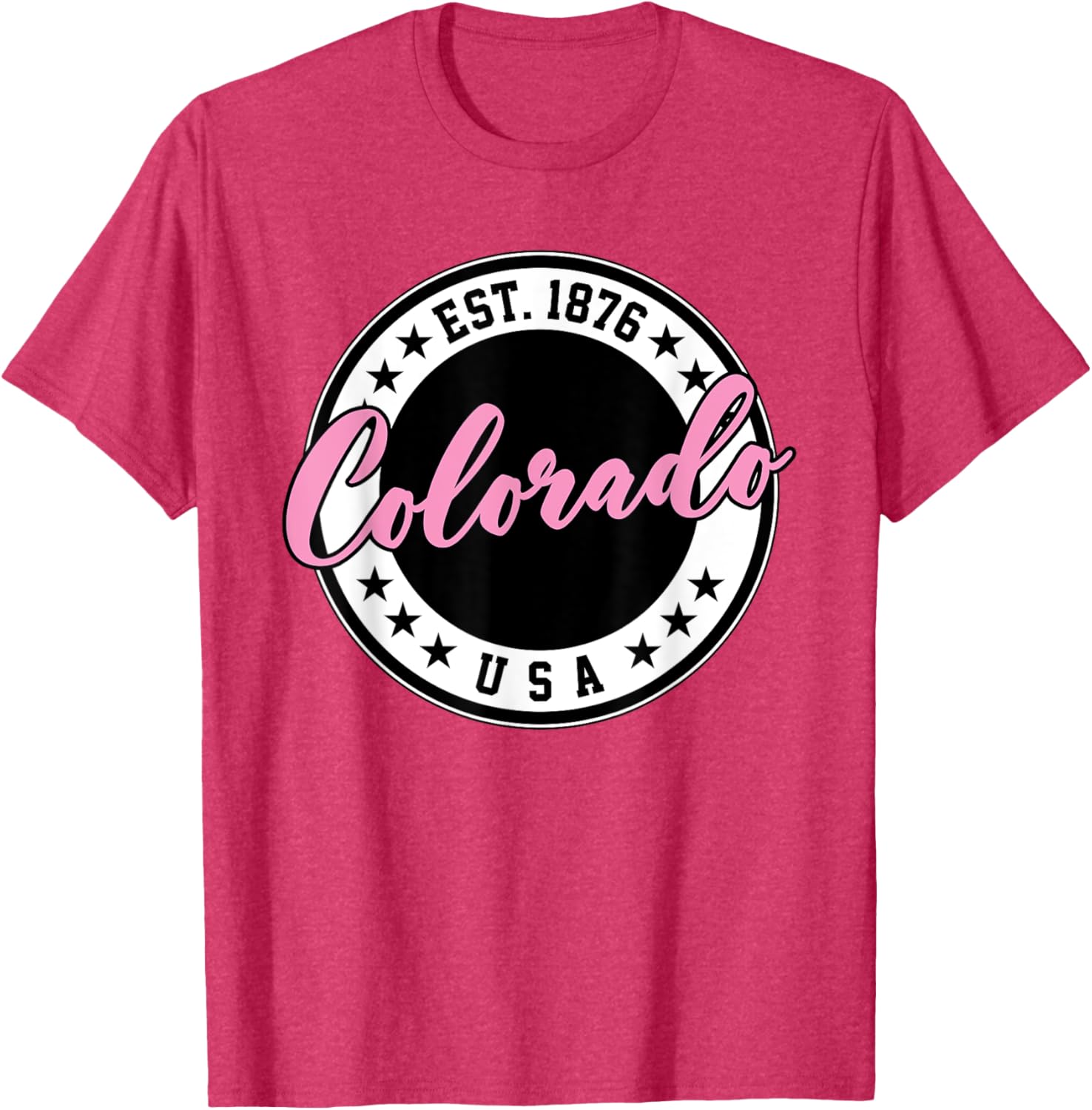 Colorado USA Script Circle Pink Text T-Shirt for Stylish Comfort - 5