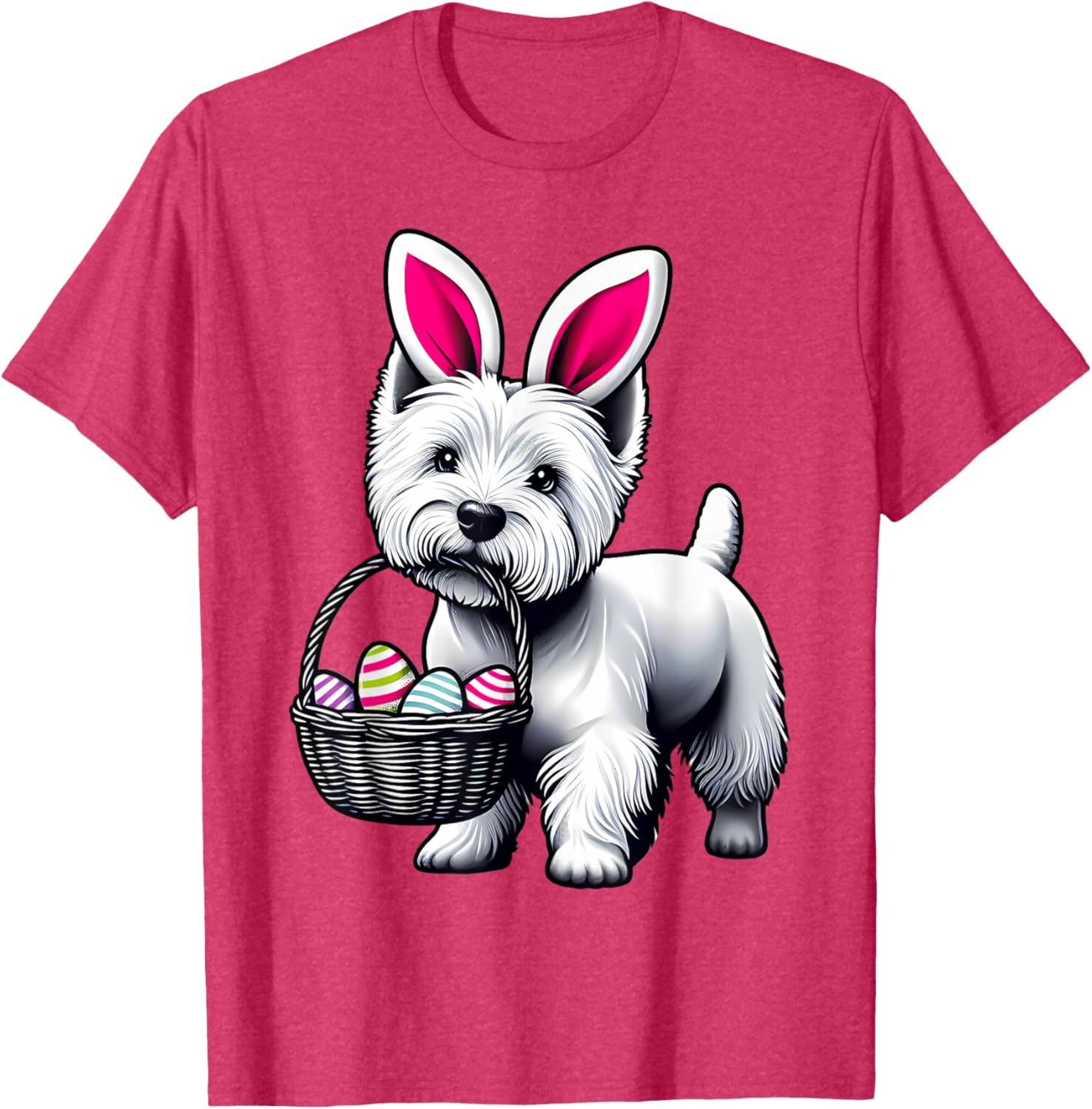 Adorable Bunny Ear West Highland Terrier Easter Eggs T-Shirt for Dogs - 25