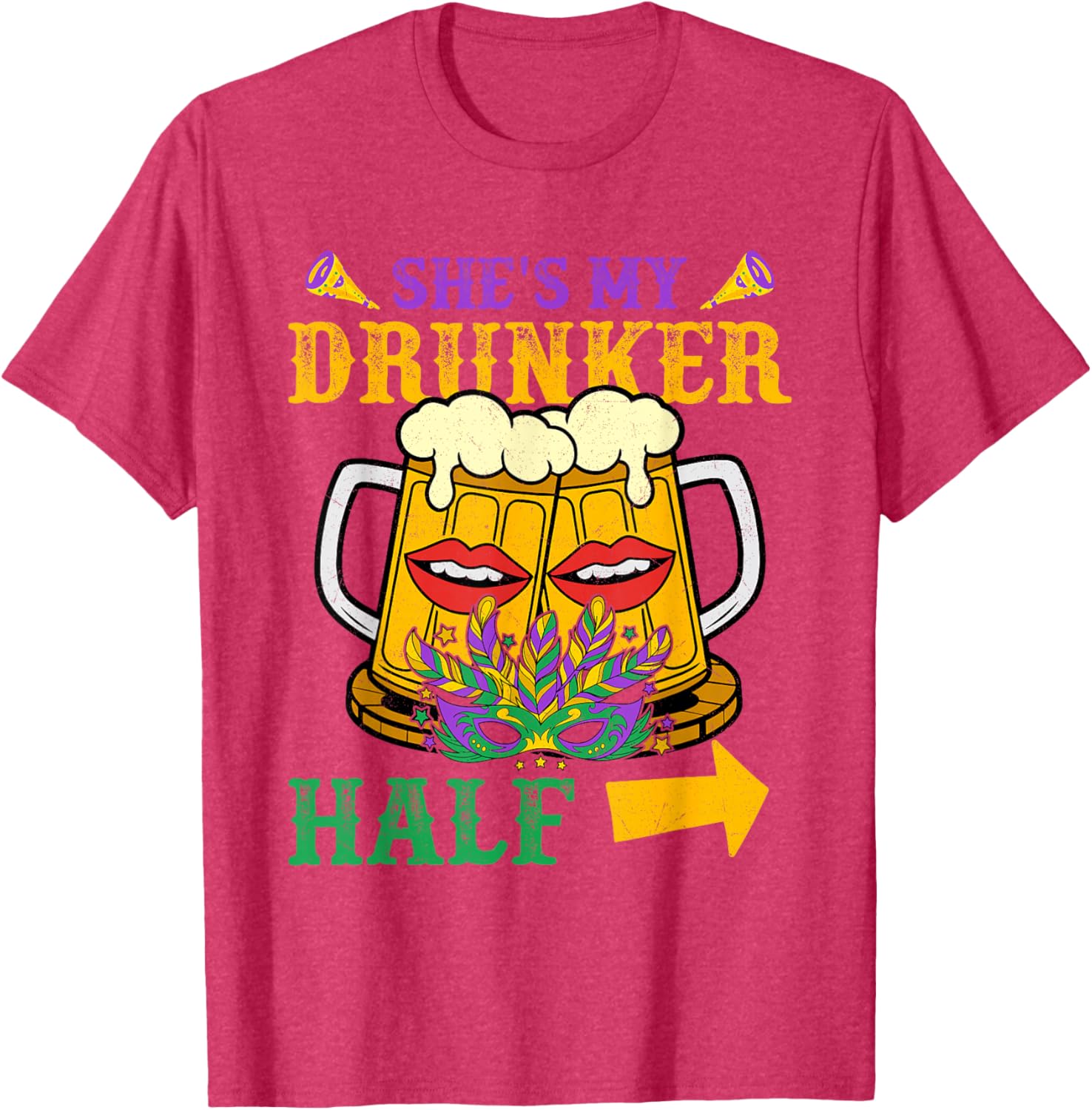 She's My Drunker Half Matching Mardi Gras T-Shirt for Couples - 6