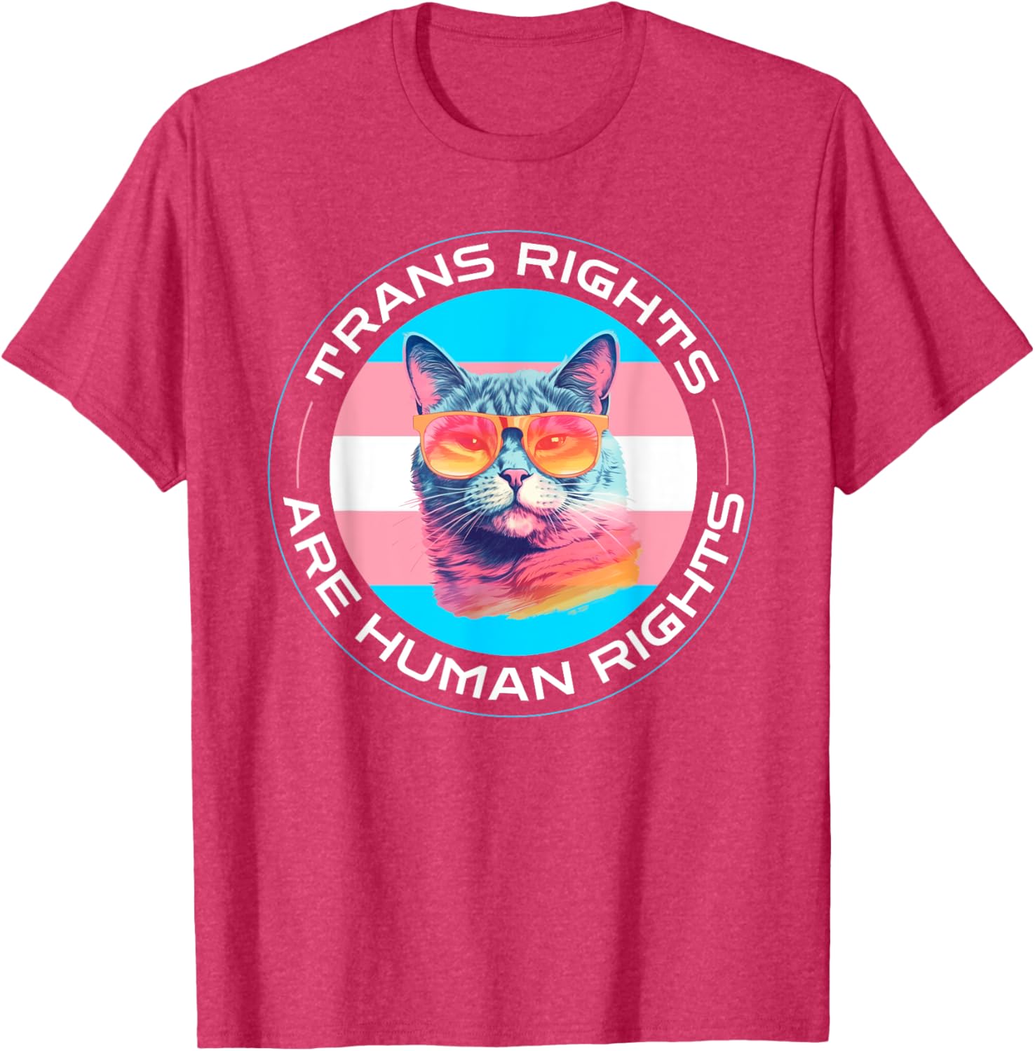 Trans Rights are Human Rights Pride Cat T-Shirt for LGBTQ Supporters - 15